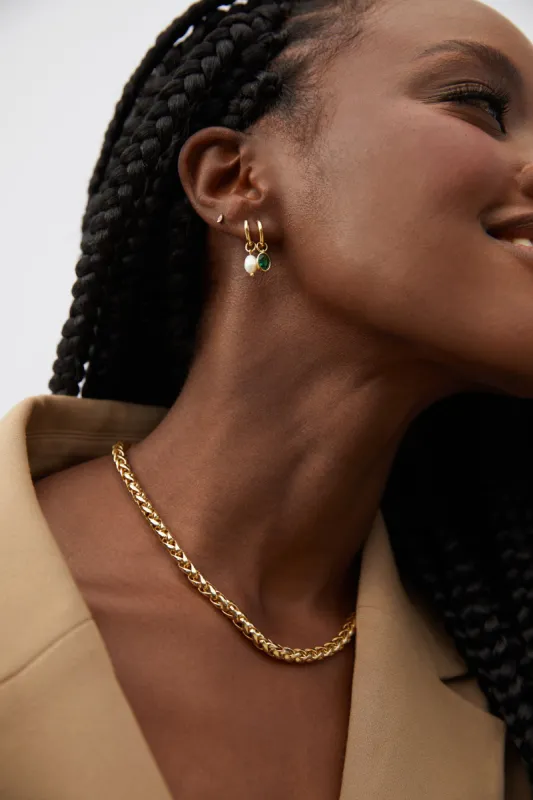 ZIRCONIA AND PEARL HOOPS sold by OAK AND FORT