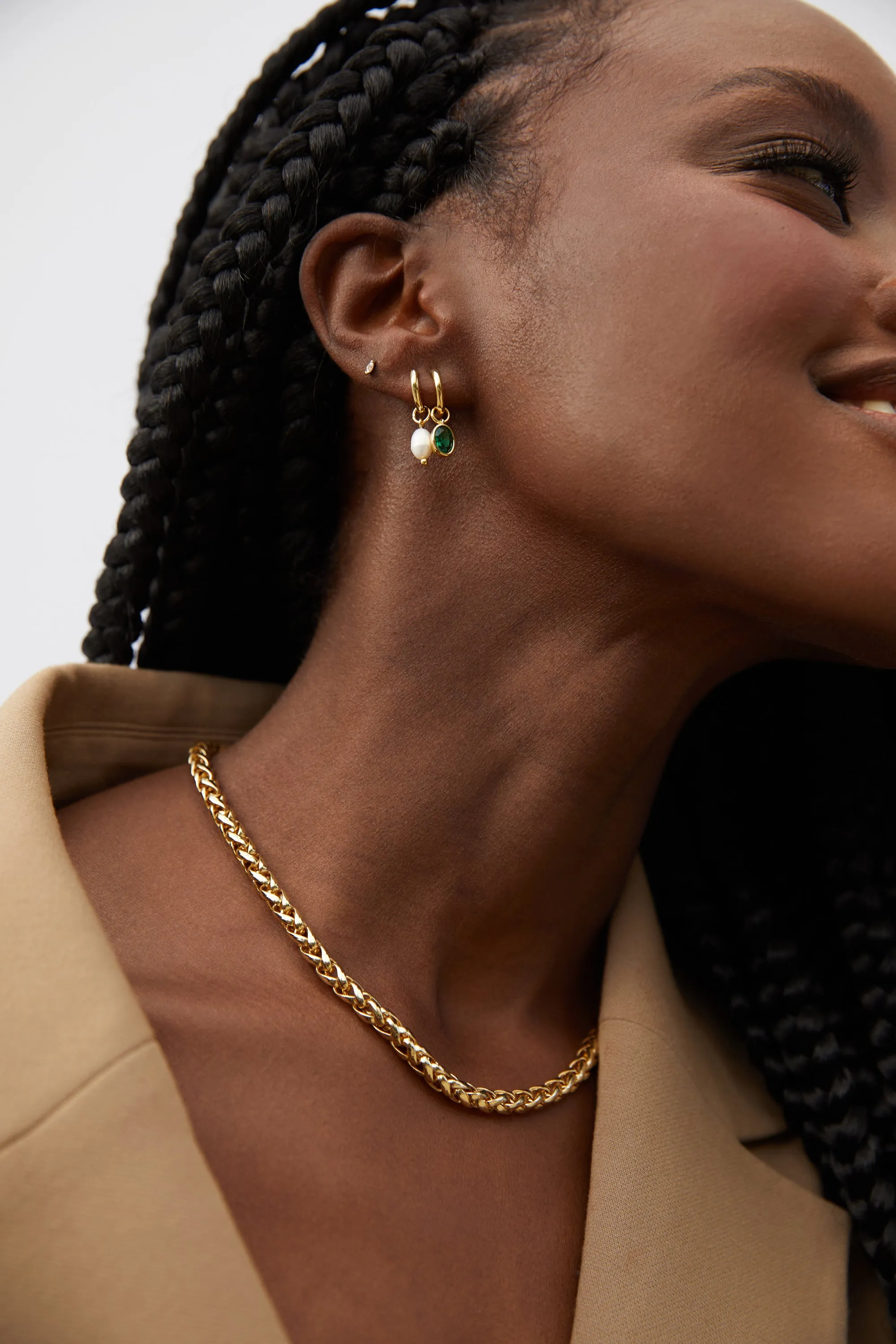 ZIRCONIA AND PEARL HOOPS sold by OAK AND FORT