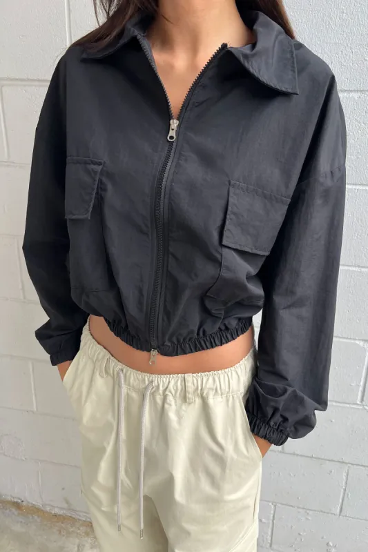 CROPPED COLLARED NYLON JACKET sold by OAK AND FORT