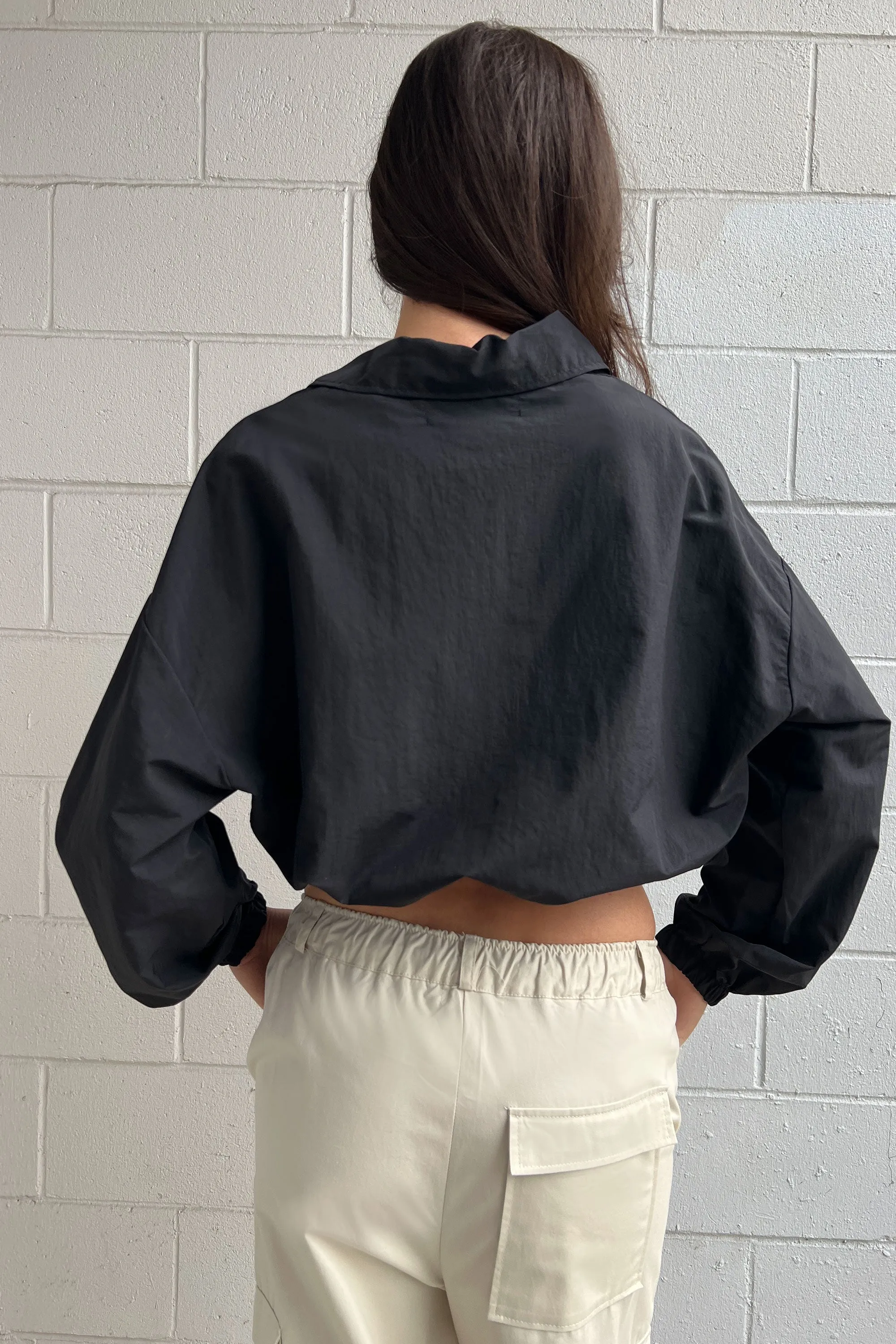 CROPPED COLLARED NYLON JACKET sold by OAK AND FORT product image thumbnail 4