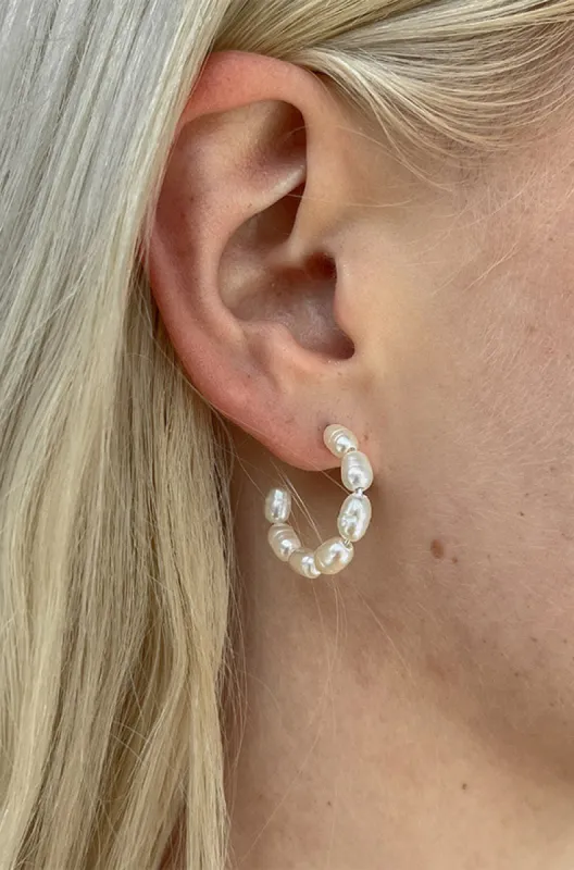 RICE PEARL HOOP EARRINGS sold by OAK AND FORT