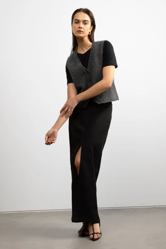 BLACK DENIM COLUMN MAXI SKIRT sold by OAK AND FORT