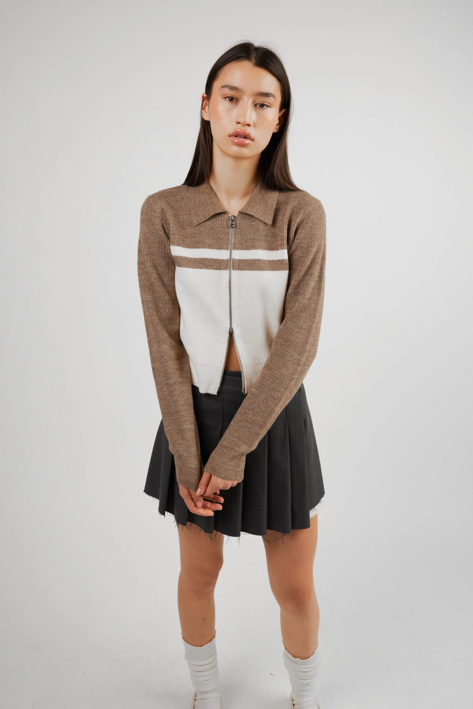 COLOUR BLOCK ZIP CARDIGAN sold by OAK AND FORT product image thumbnail 4
