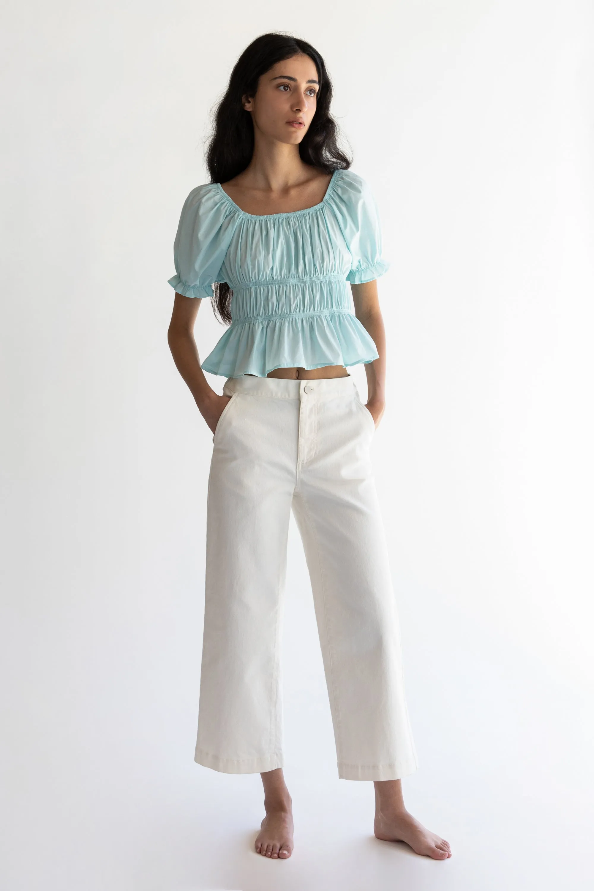 PUFF SLEEVE SQUARE NECK TOP sold by OAK AND FORT product image thumbnail 2