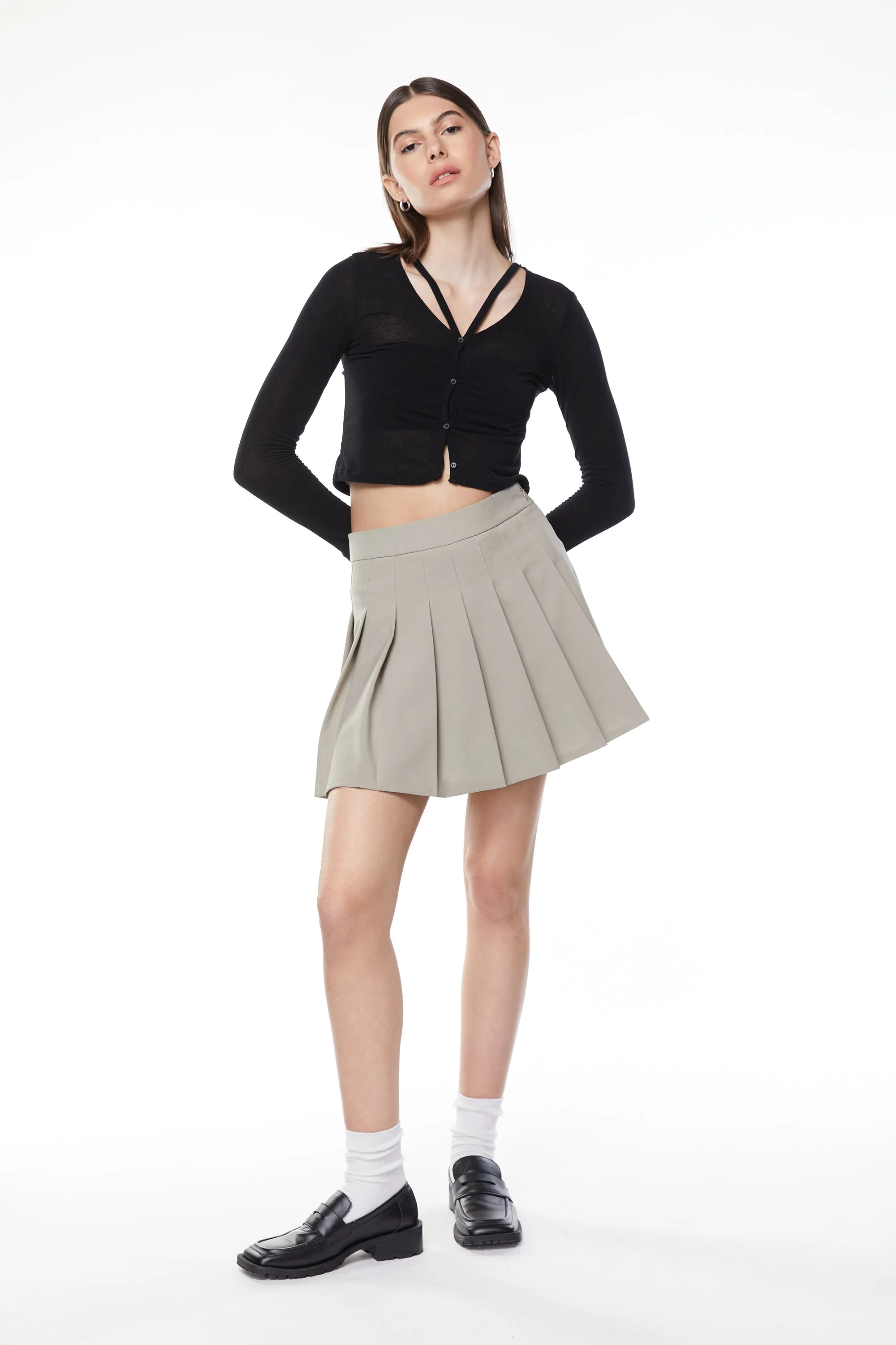 CROPPED CARDIGAN WITH CUTOUT sold by OAK AND FORT product image thumbnail 2