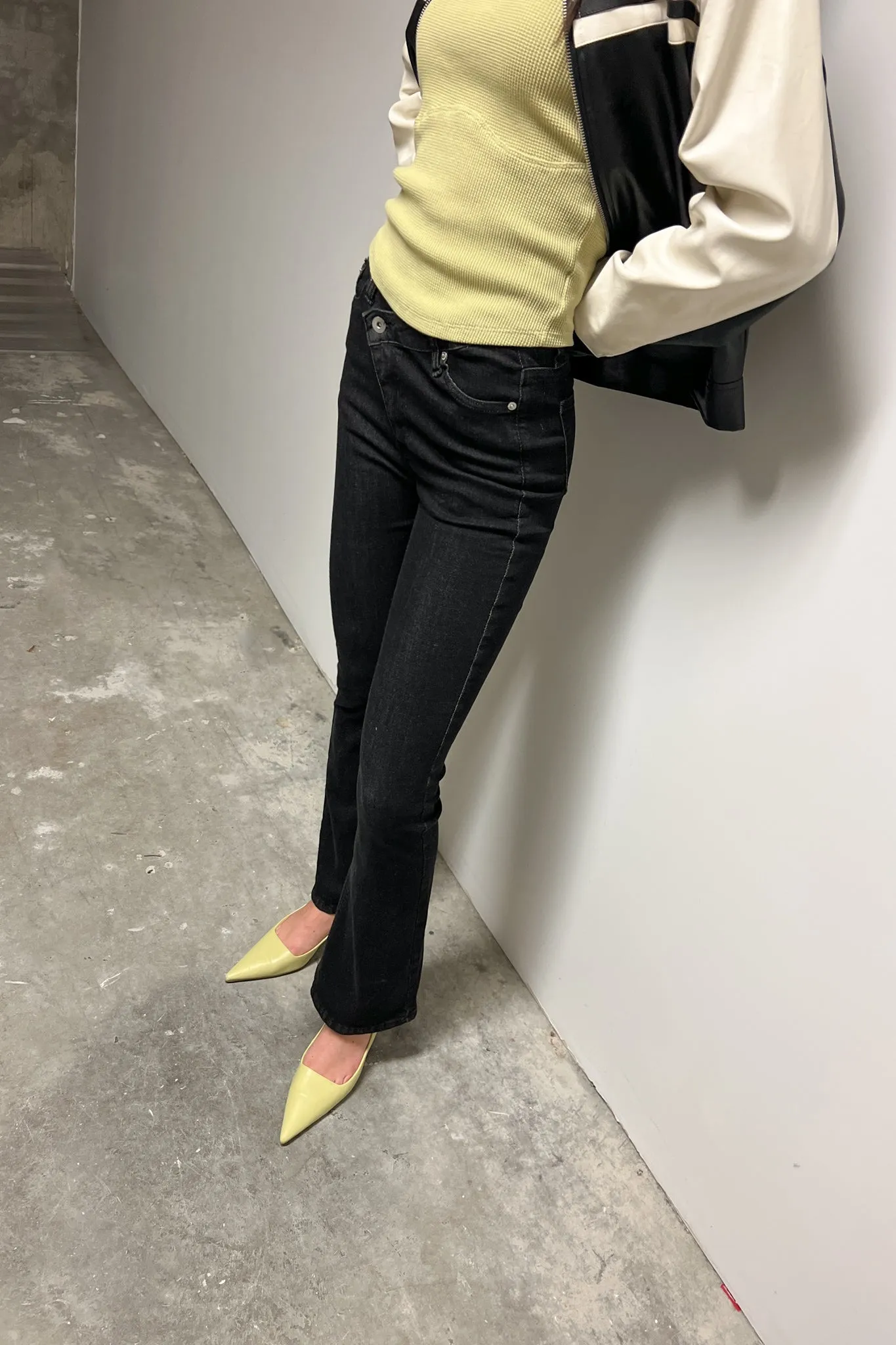 BLACK CROSSFRONT FLARE JEAN sold by OAK AND FORT product image thumbnail 4