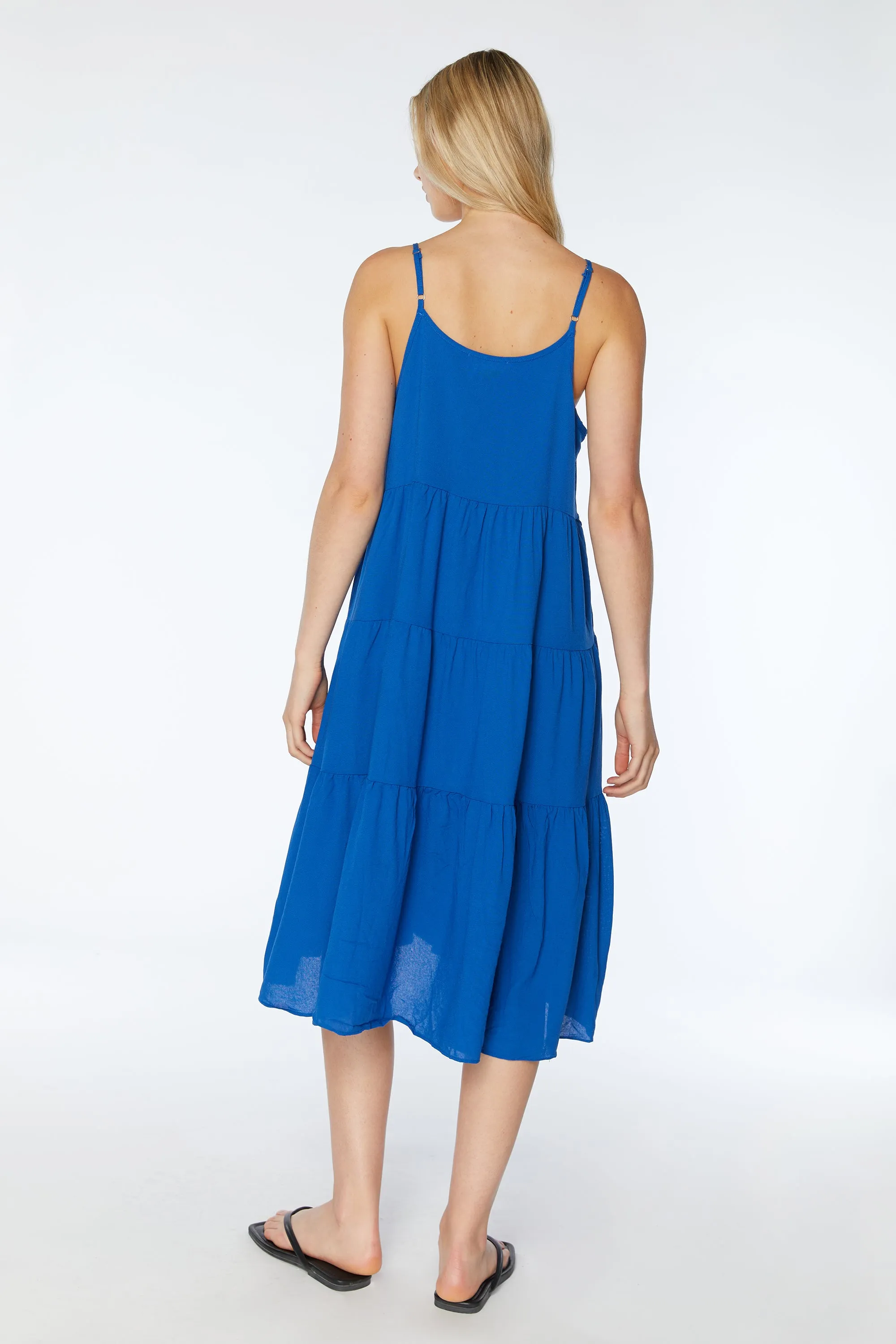 LINEN BLEND TIERED DRESS sold by OAK AND FORT product image thumbnail 4