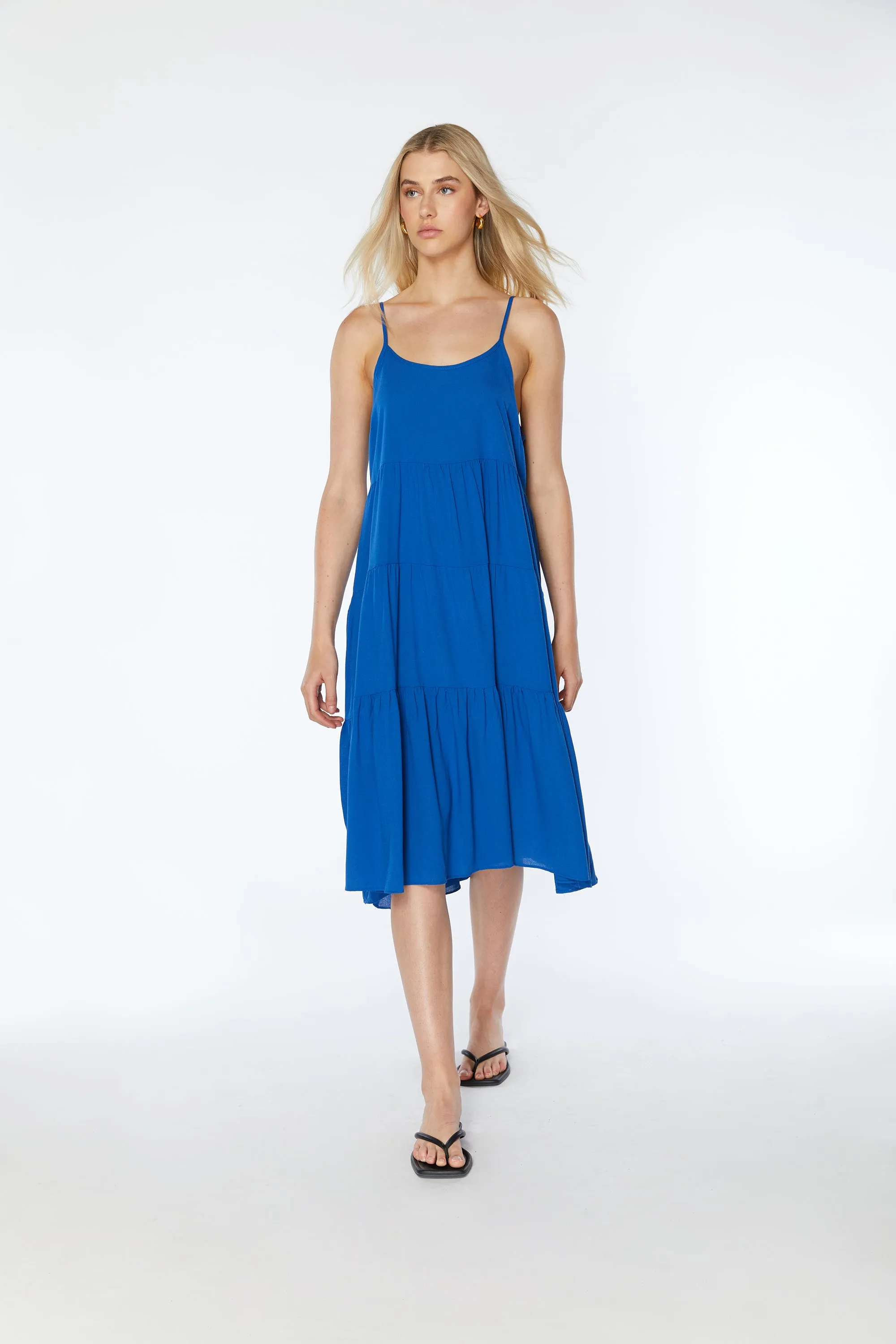 LINEN BLEND TIERED DRESS sold by OAK AND FORT