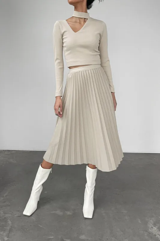 PLEATED MIDI SKIRT sold by OAK AND FORT