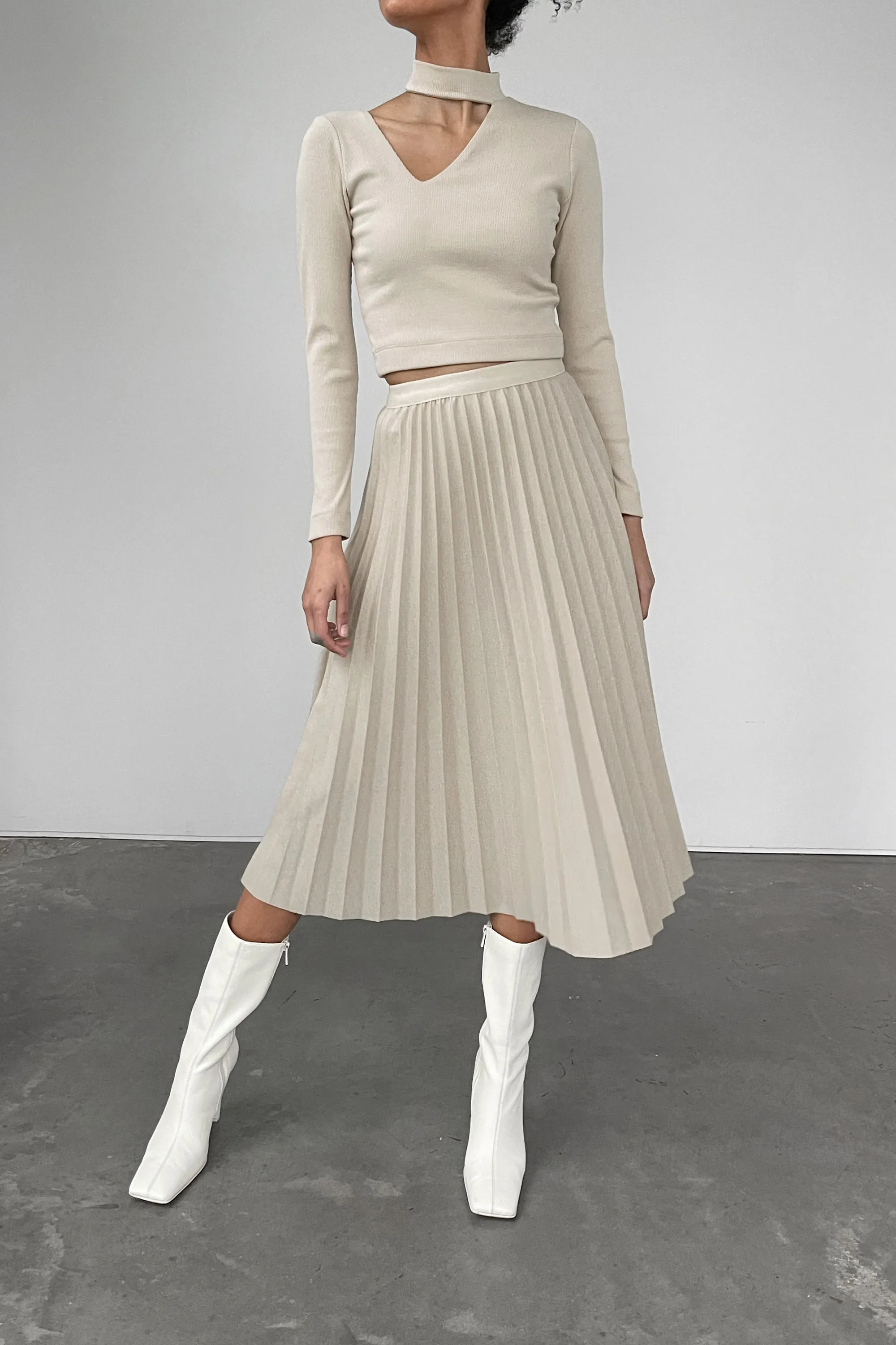 PLEATED MIDI SKIRT sold by OAK AND FORT
