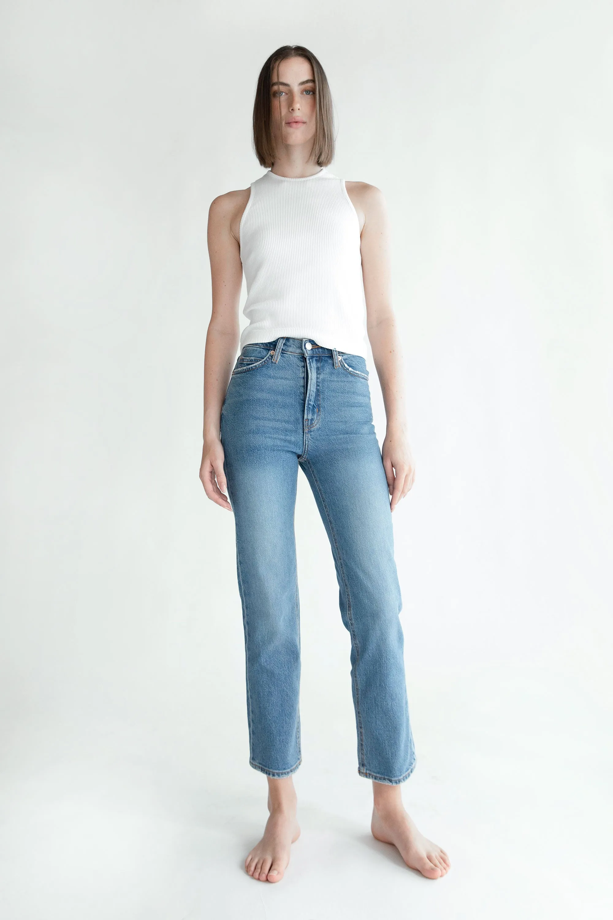 OAK ESSENTIAL STRAIGHT LEG HIGH-RISE JEAN sold by OAK AND FORT product image thumbnail 2