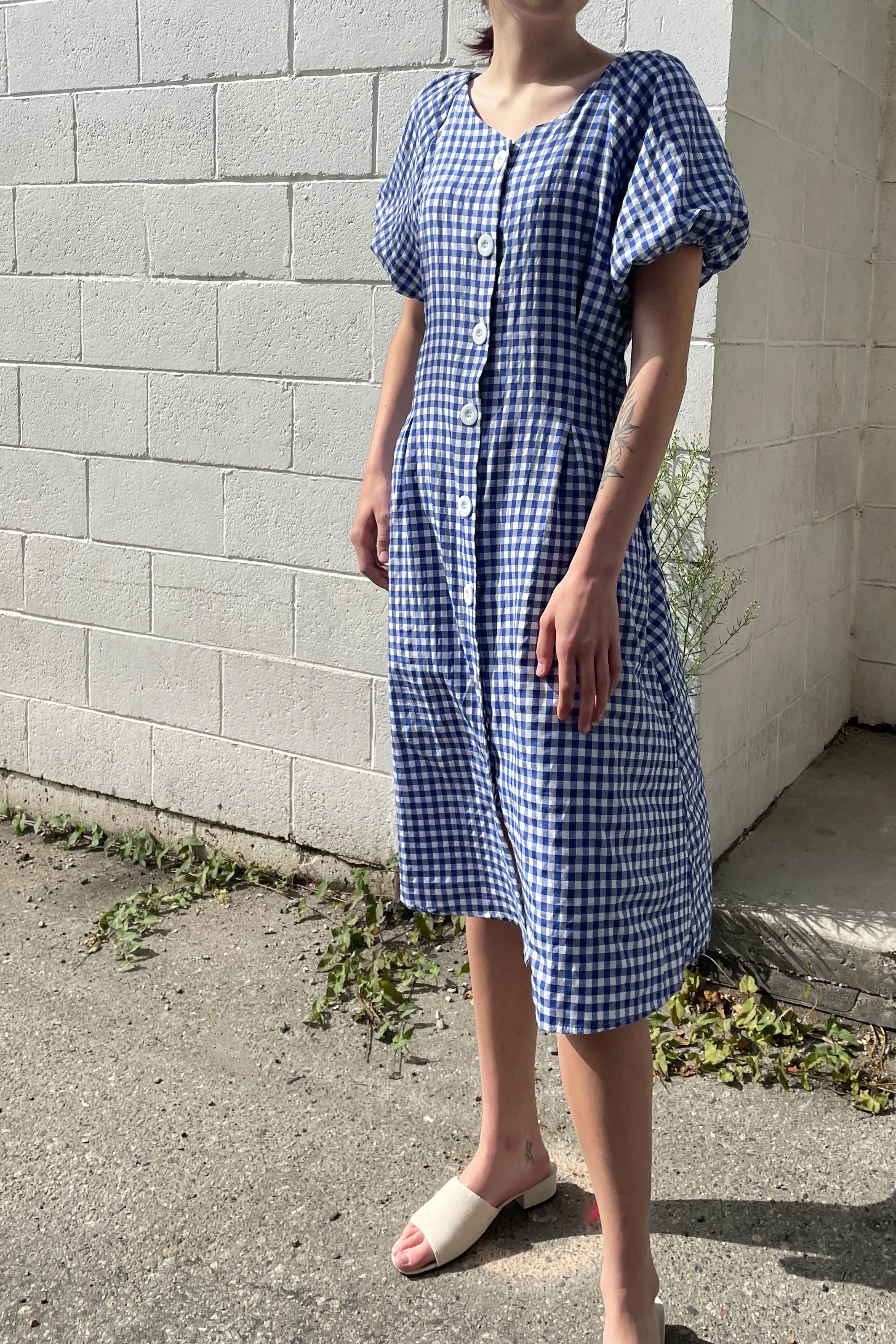 GINGHAM BUTTON UP DRESS sold by OAK AND FORT