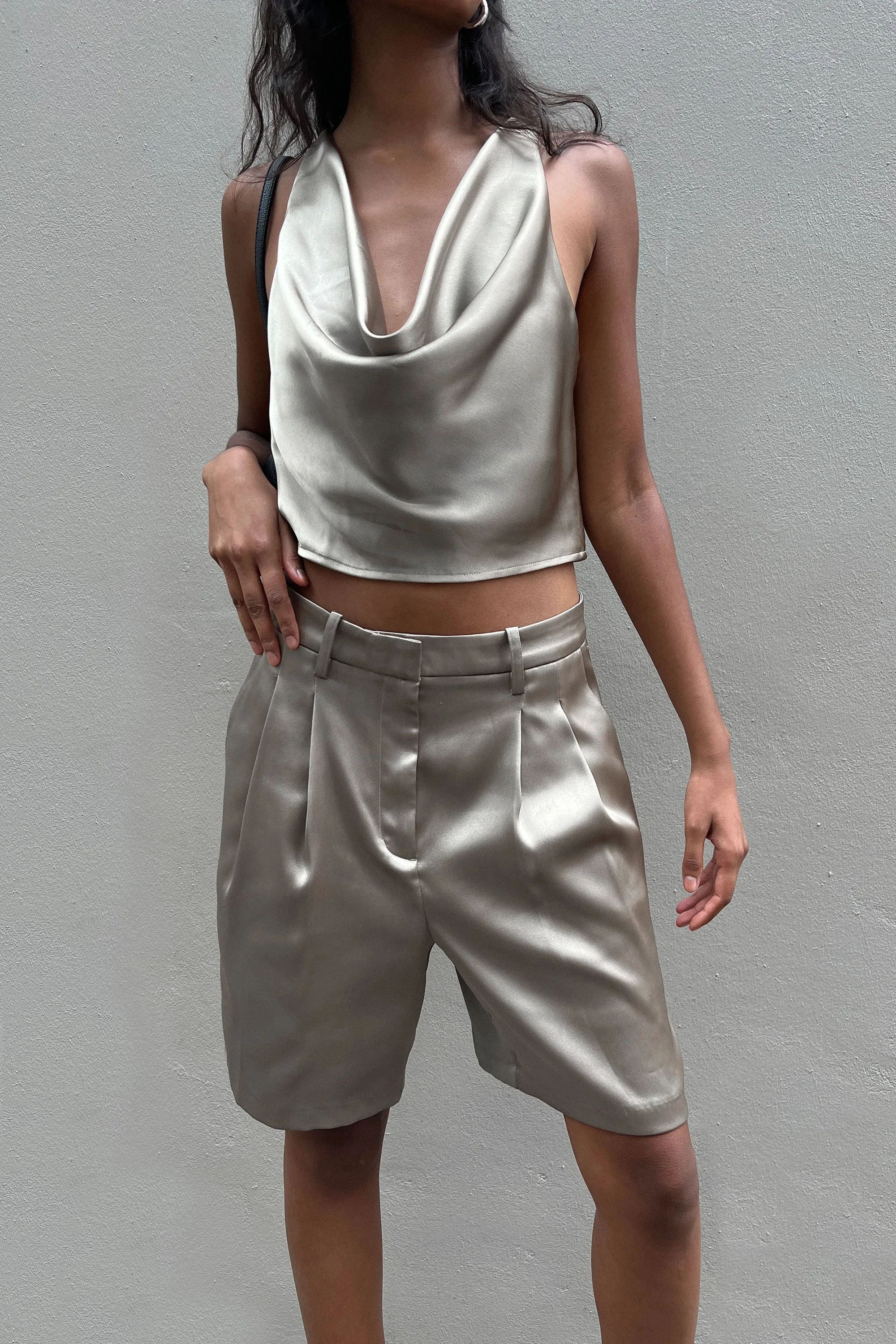 SATIN COWL NECK SLEEVELESS BLOUSE sold by OAK AND FORT product image thumbnail 3