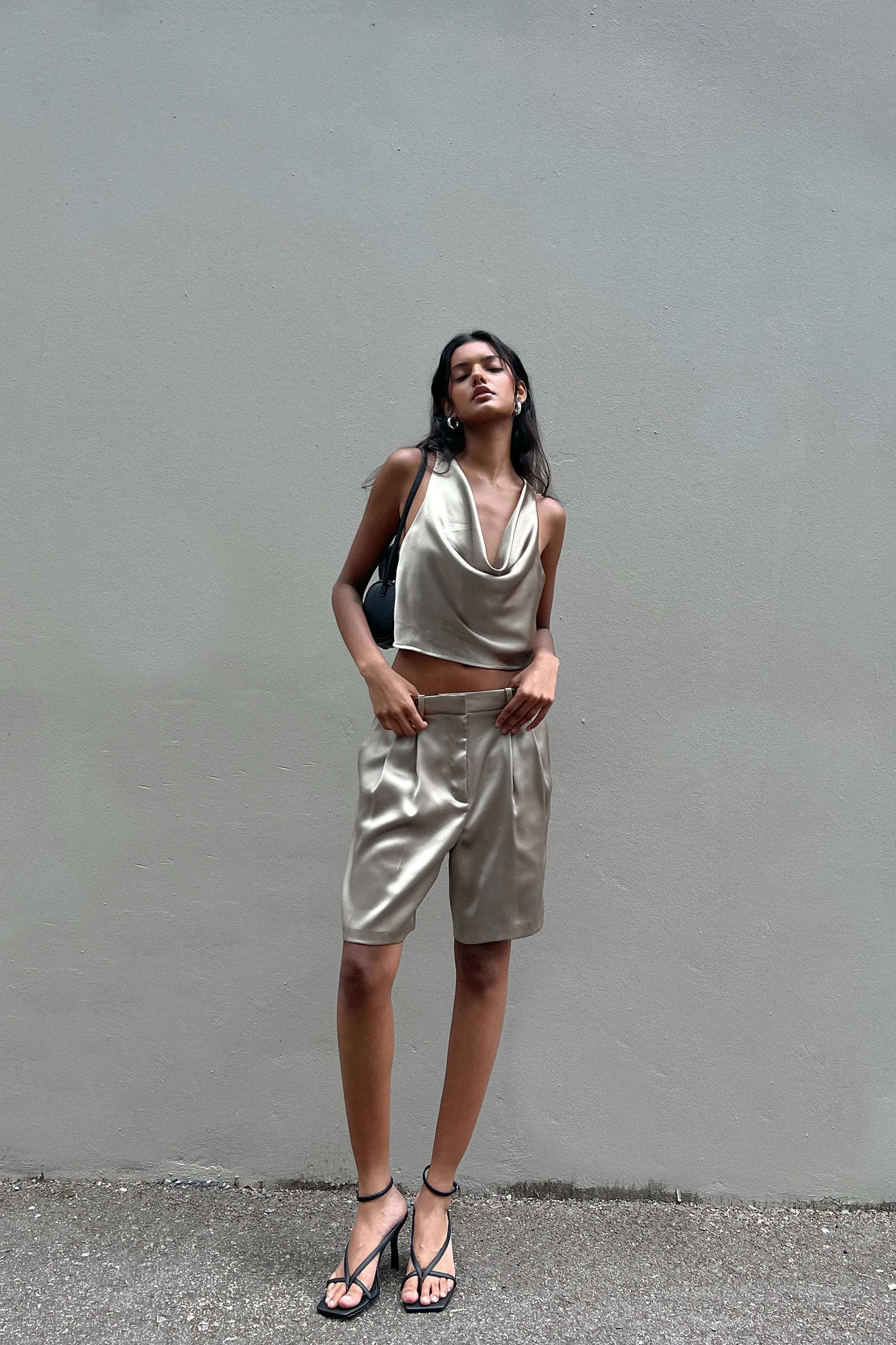 SATIN COWL NECK SLEEVELESS BLOUSE sold by OAK AND FORT product image thumbnail 4