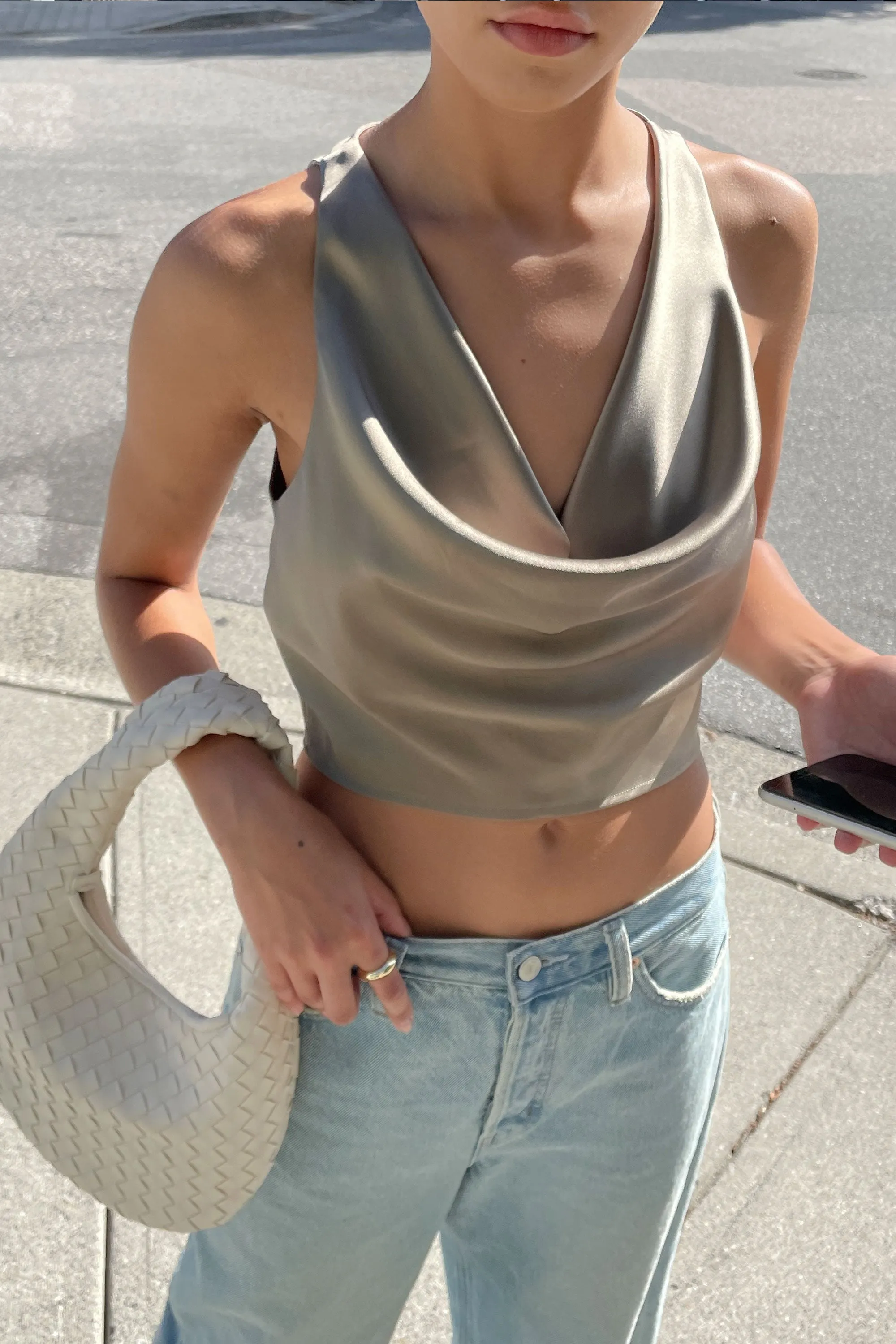 SATIN COWL NECK SLEEVELESS BLOUSE sold by OAK AND FORT product image thumbnail 2