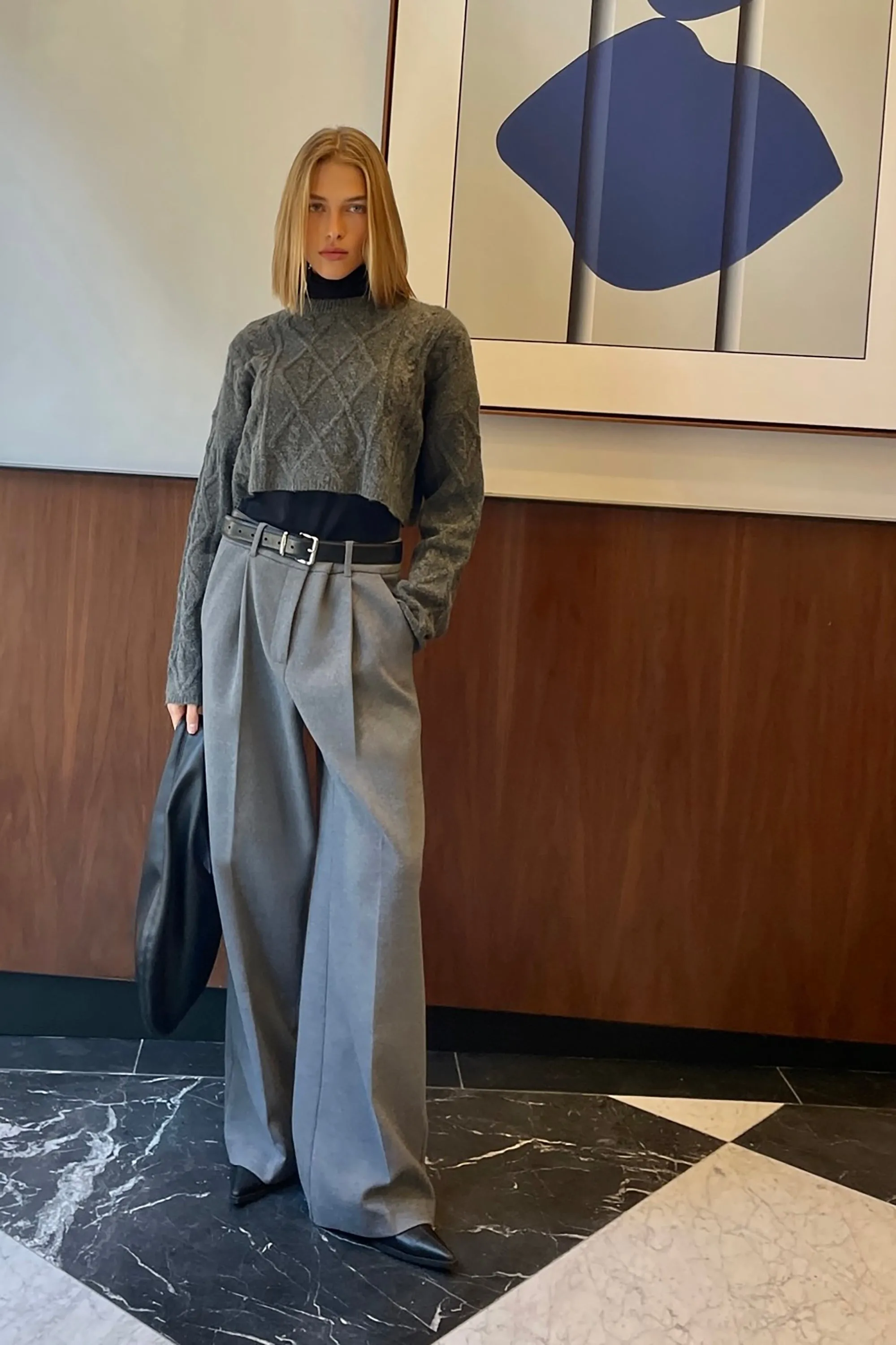 CROPPED CABLE KNIT SWEATER sold by OAK AND FORT product image thumbnail 4