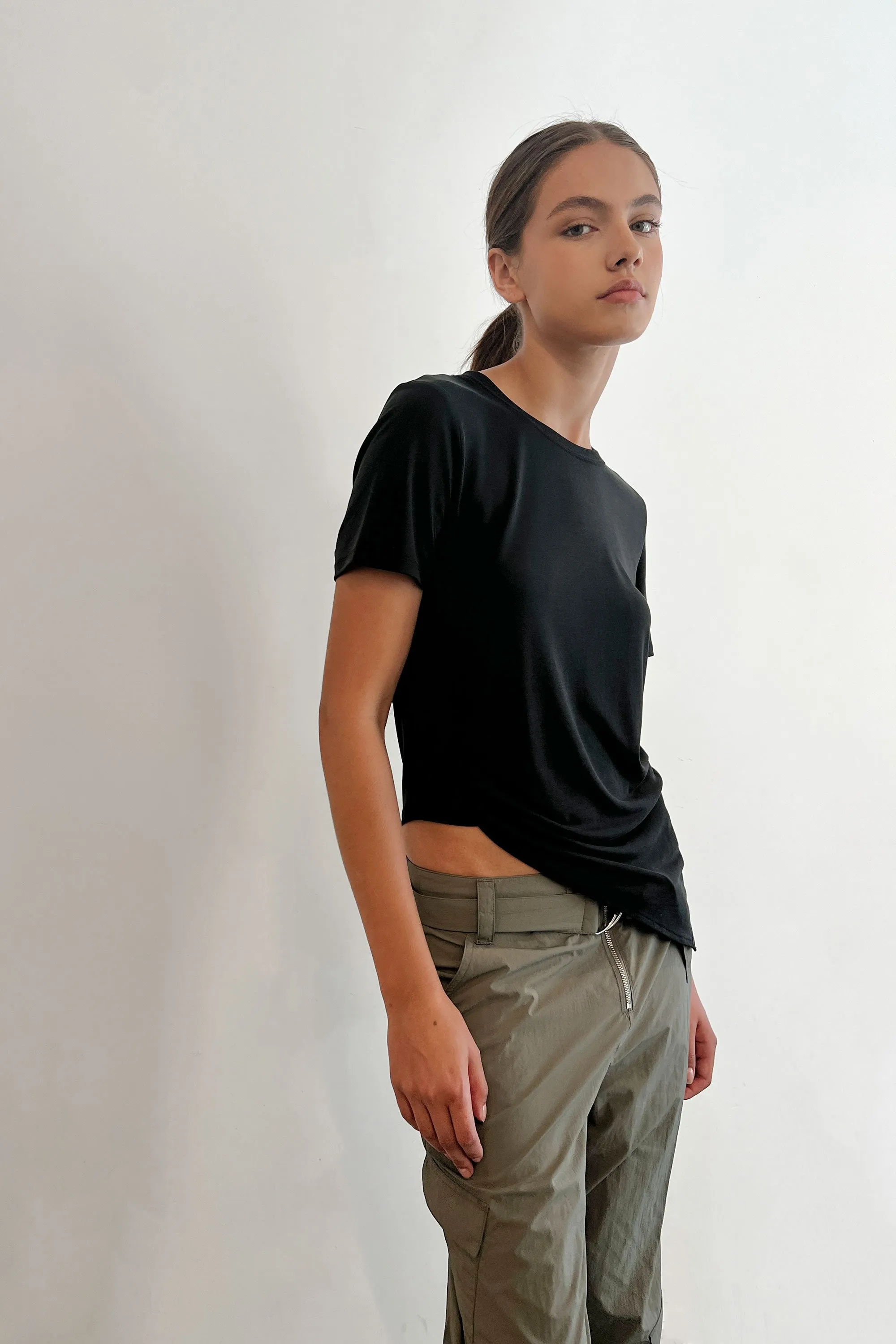 ASYMMETRIC HEM T-SHIRT sold by OAK AND FORT