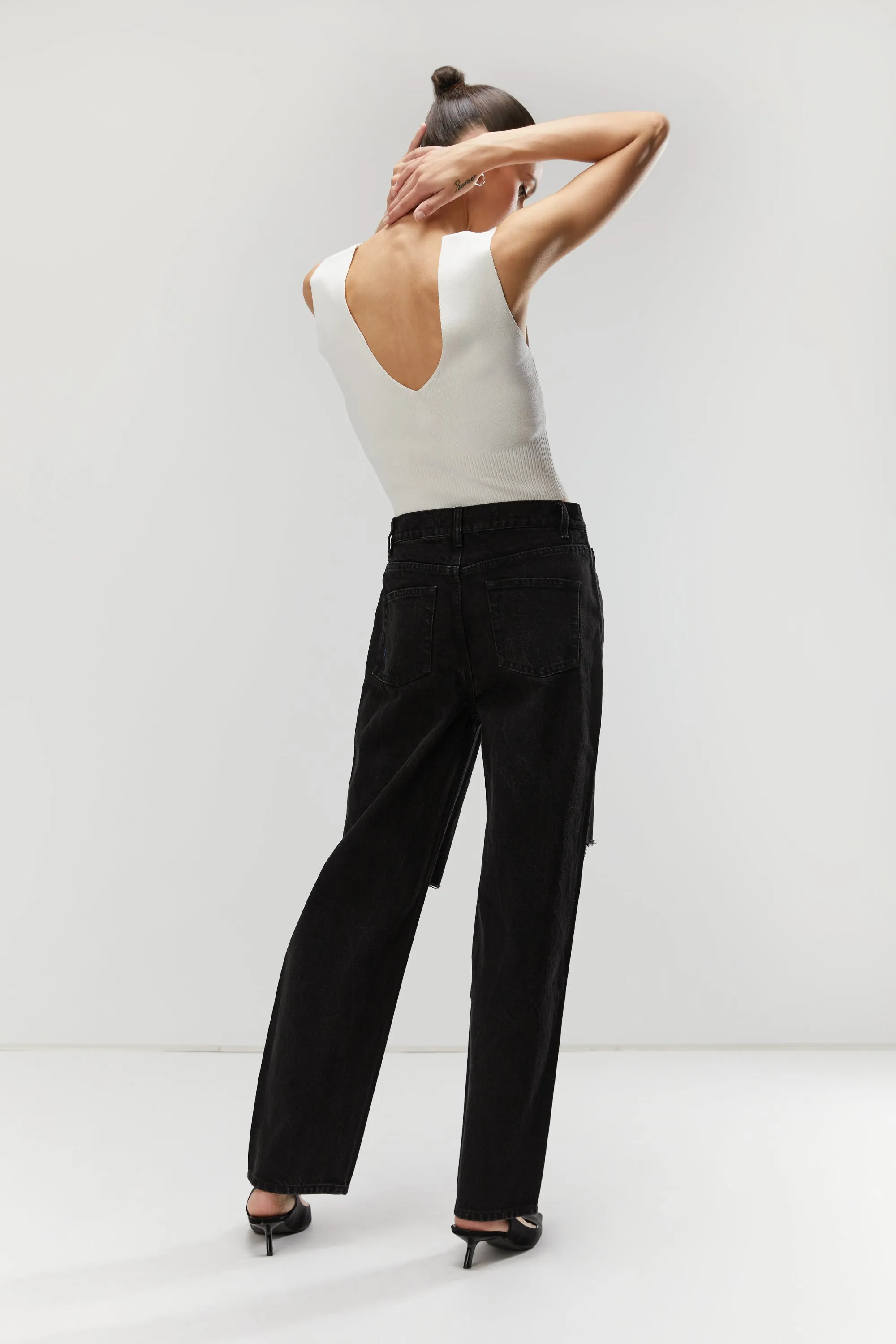 STRAIGHT LEG RIPPED JEANS sold by OAK AND FORT product image thumbnail 3