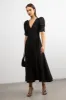V-NECK PUFF SLEEVE MAXI DRESS sold by OAK AND FORT