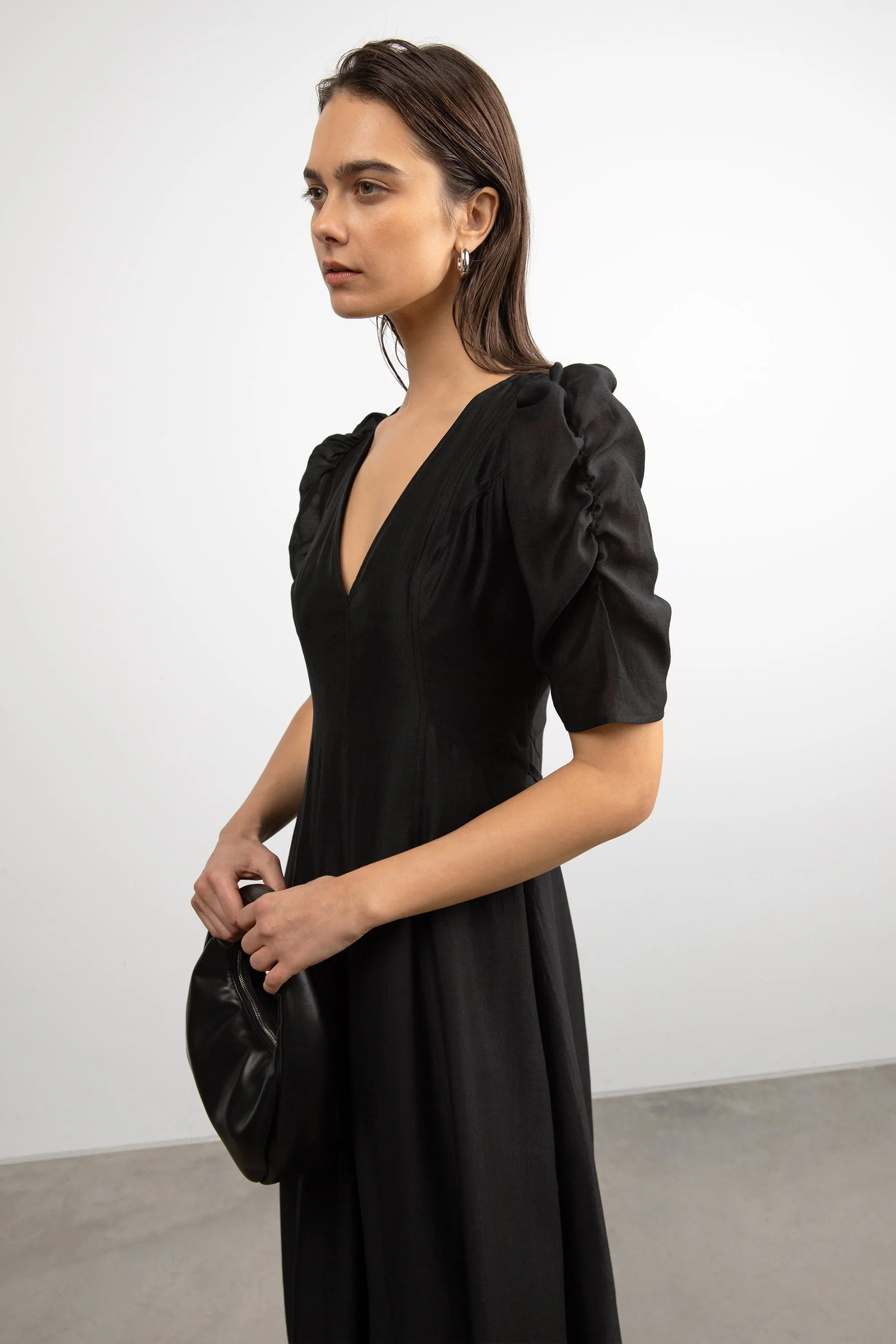 V-NECK PUFF SLEEVE MAXI DRESS sold by OAK AND FORT product image thumbnail 2