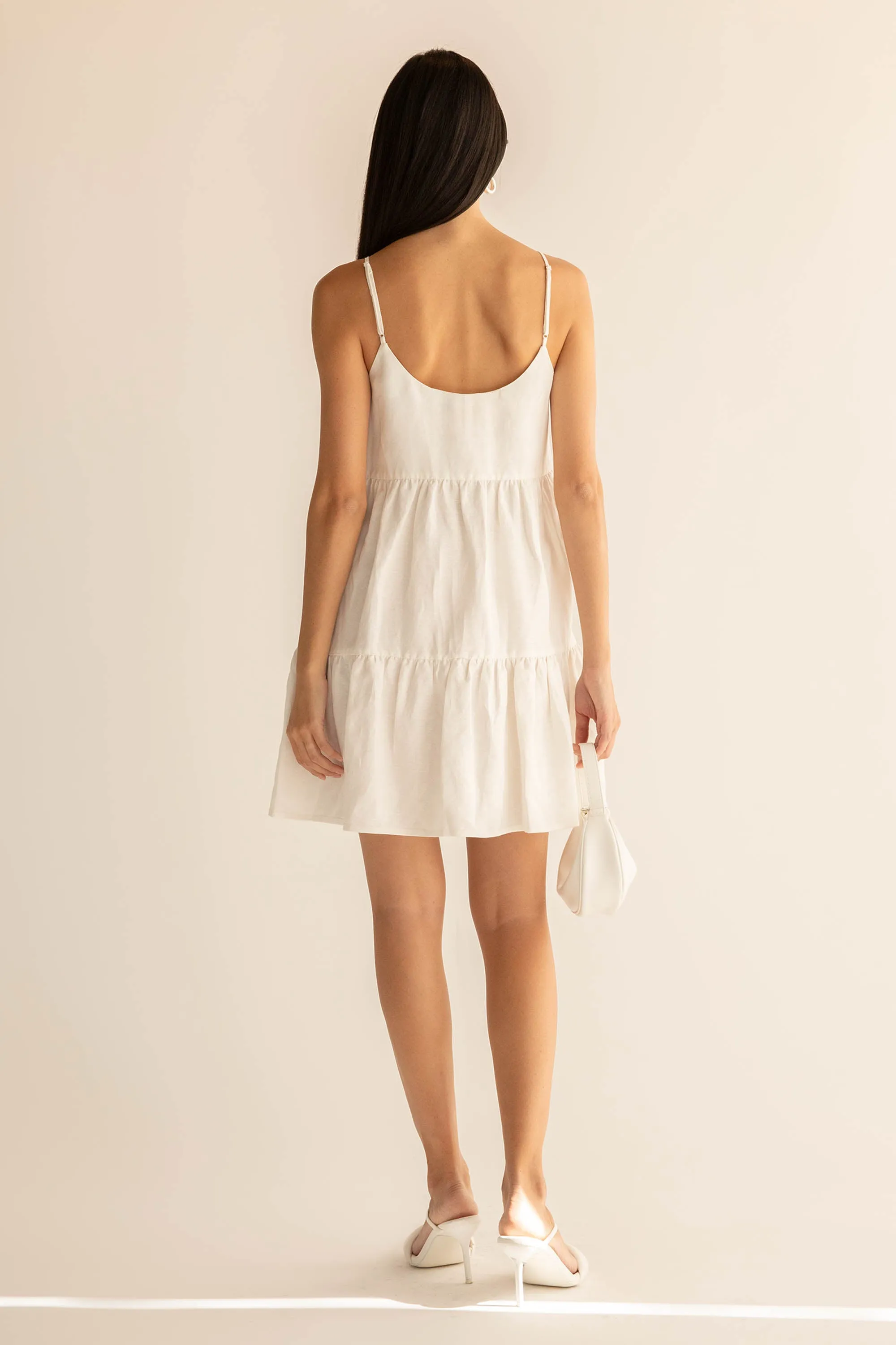 LINEN BLEND TIERED MINI DRESS sold by OAK AND FORT product image thumbnail 5