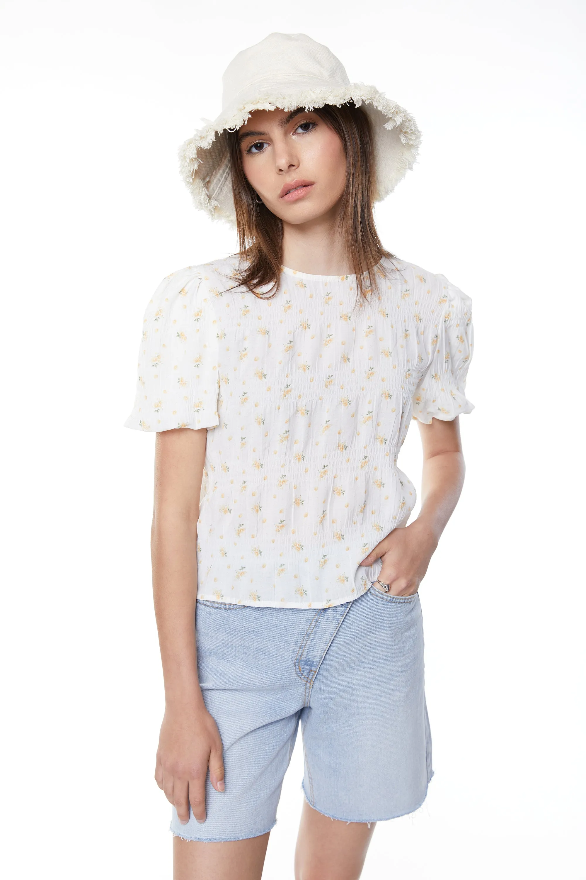 CRINKLED FLORAL TOP sold by OAK AND FORT product image thumbnail 3