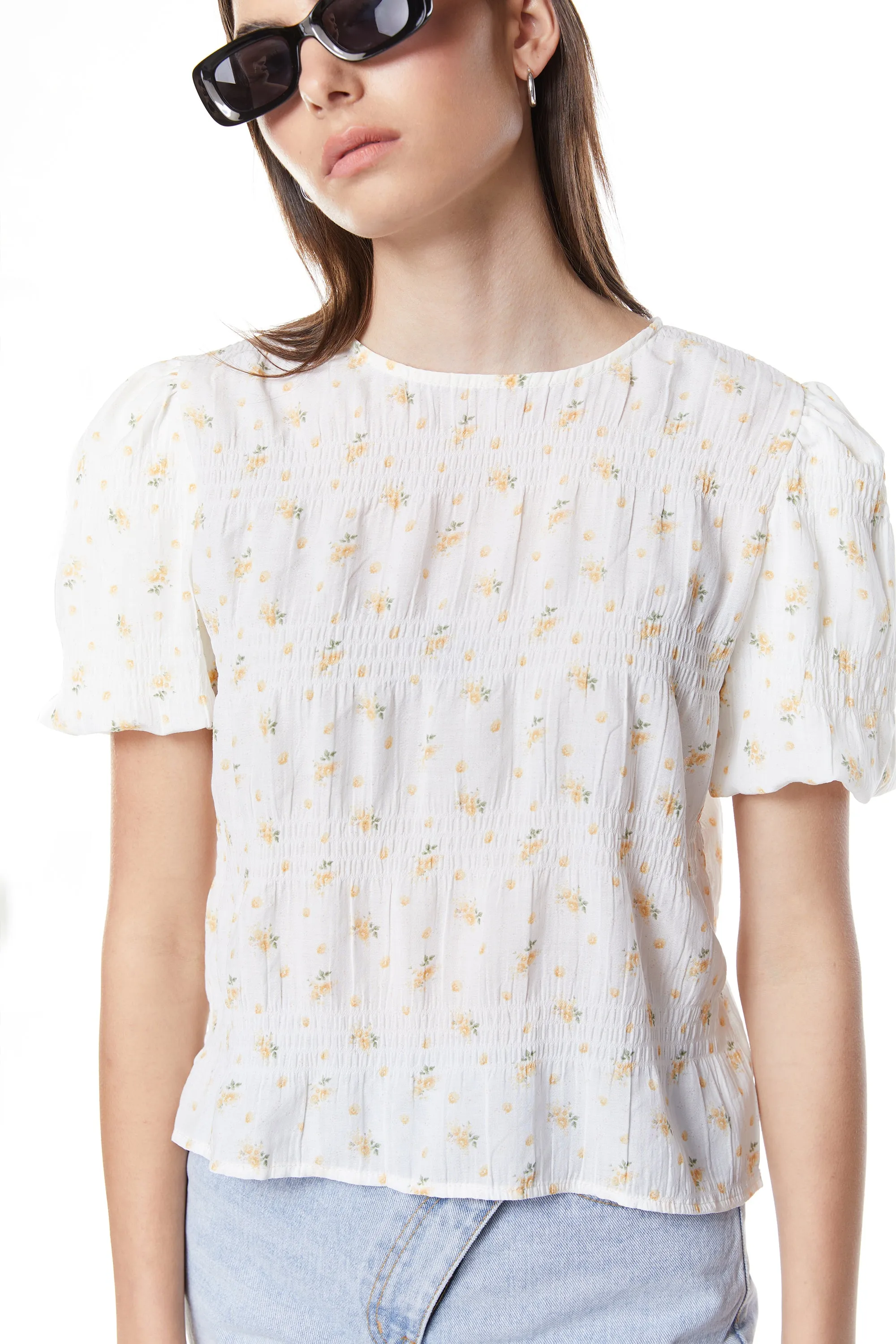 CRINKLED FLORAL TOP sold by OAK AND FORT