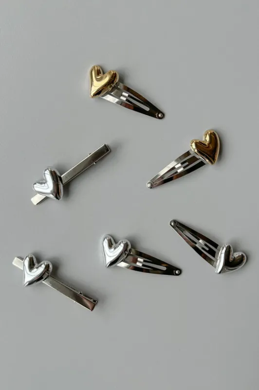 SET OF BUBBLE HEART PENDANT HAIR CLIPS sold by OAK AND FORT