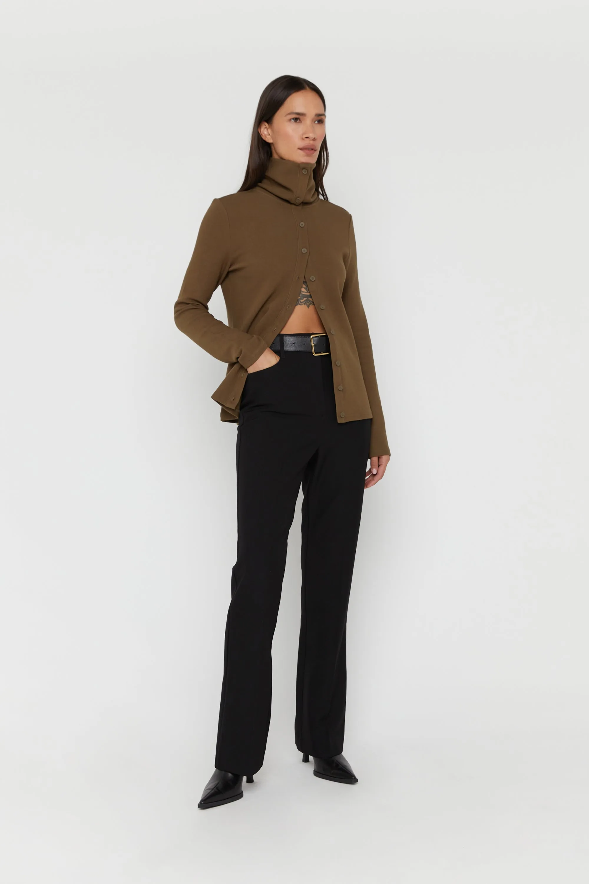 BUTTON UP TURTLENECK sold by OAK AND FORT