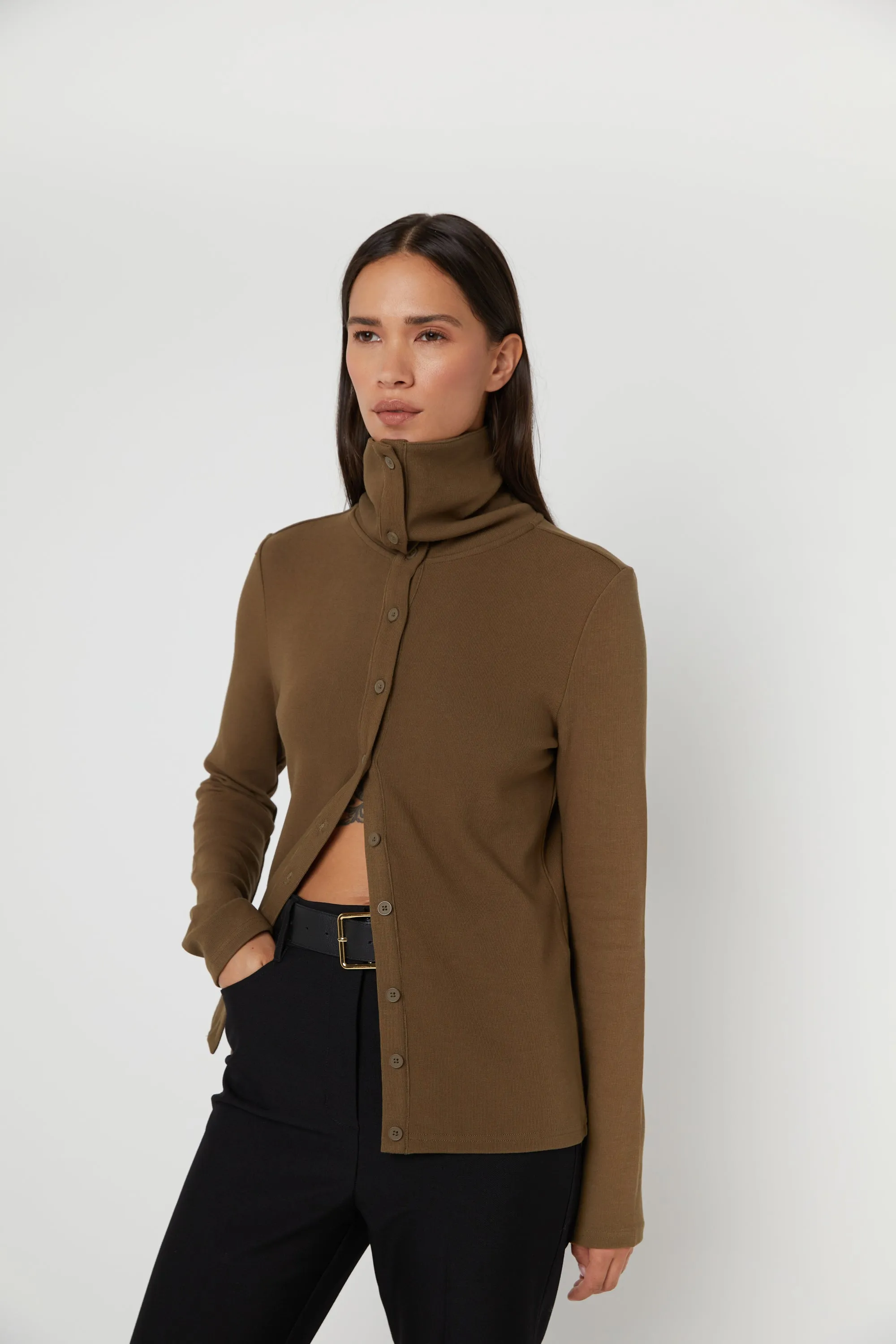 BUTTON UP TURTLENECK sold by OAK AND FORT product image thumbnail 3