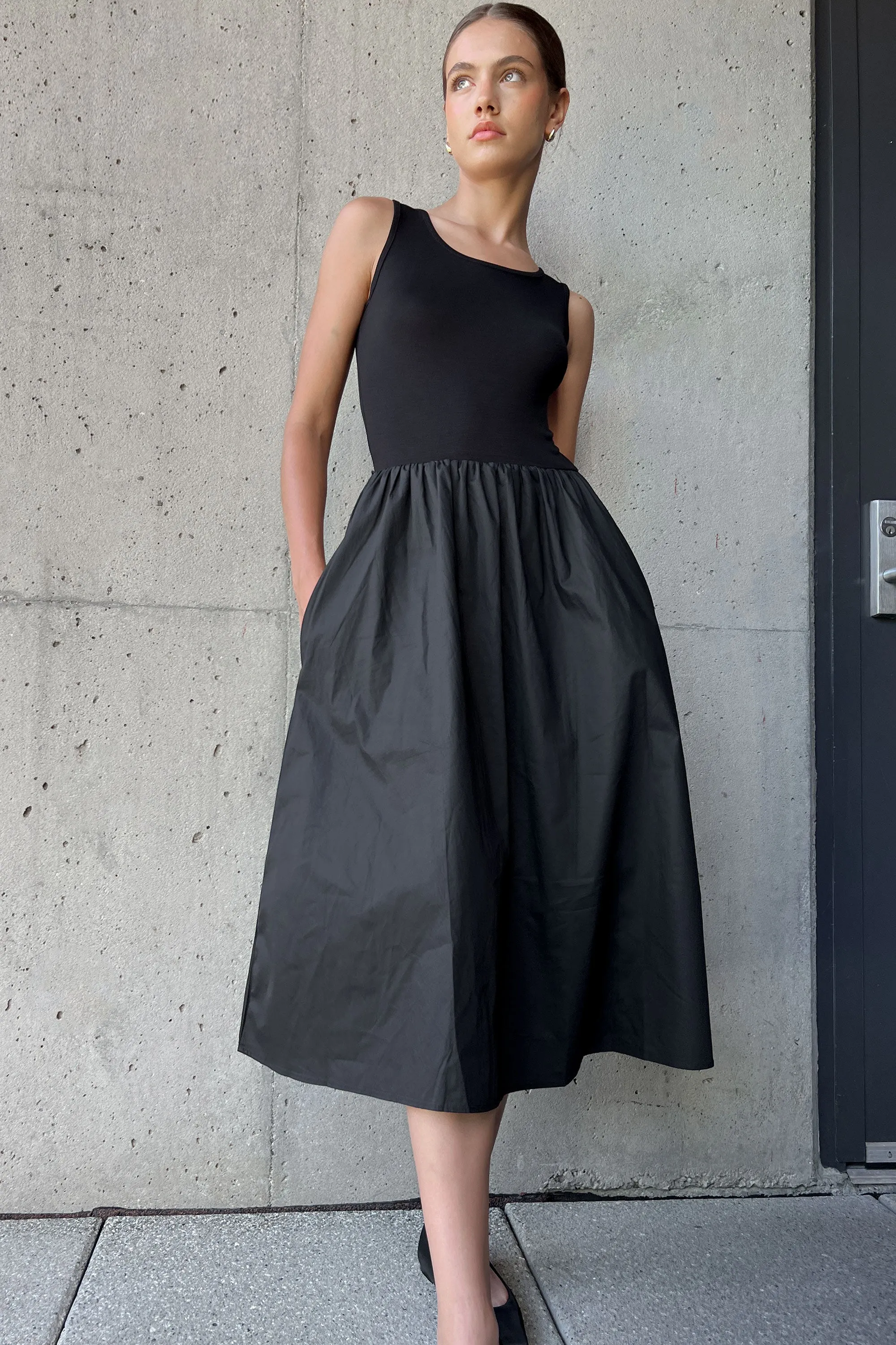 MIXED MATERIAL MIDI DRESS sold by OAK AND FORT product image thumbnail 2