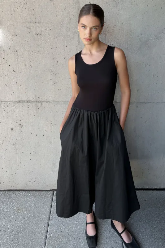 MIXED MATERIAL MIDI DRESS sold by OAK AND FORT