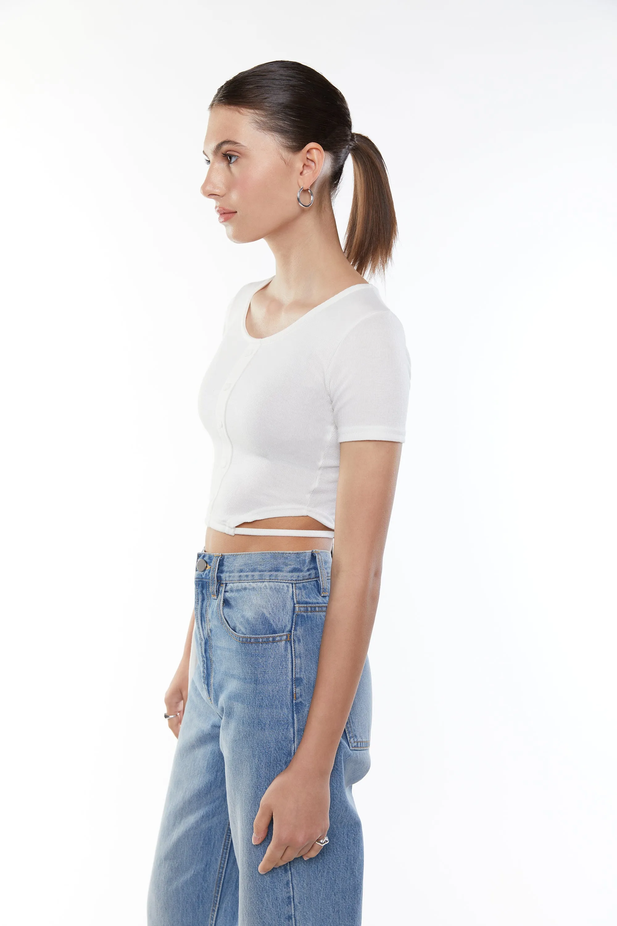 BUTTON UP TEE WITH HEM TIES sold by OAK AND FORT product image thumbnail 3