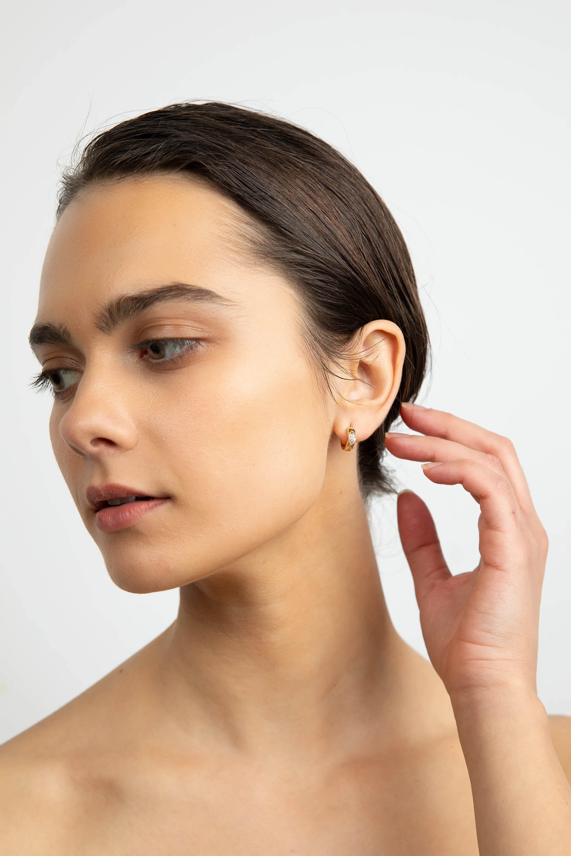 HOOP EARRING WITH ZIRCONIA sold by OAK AND FORT product image thumbnail 4
