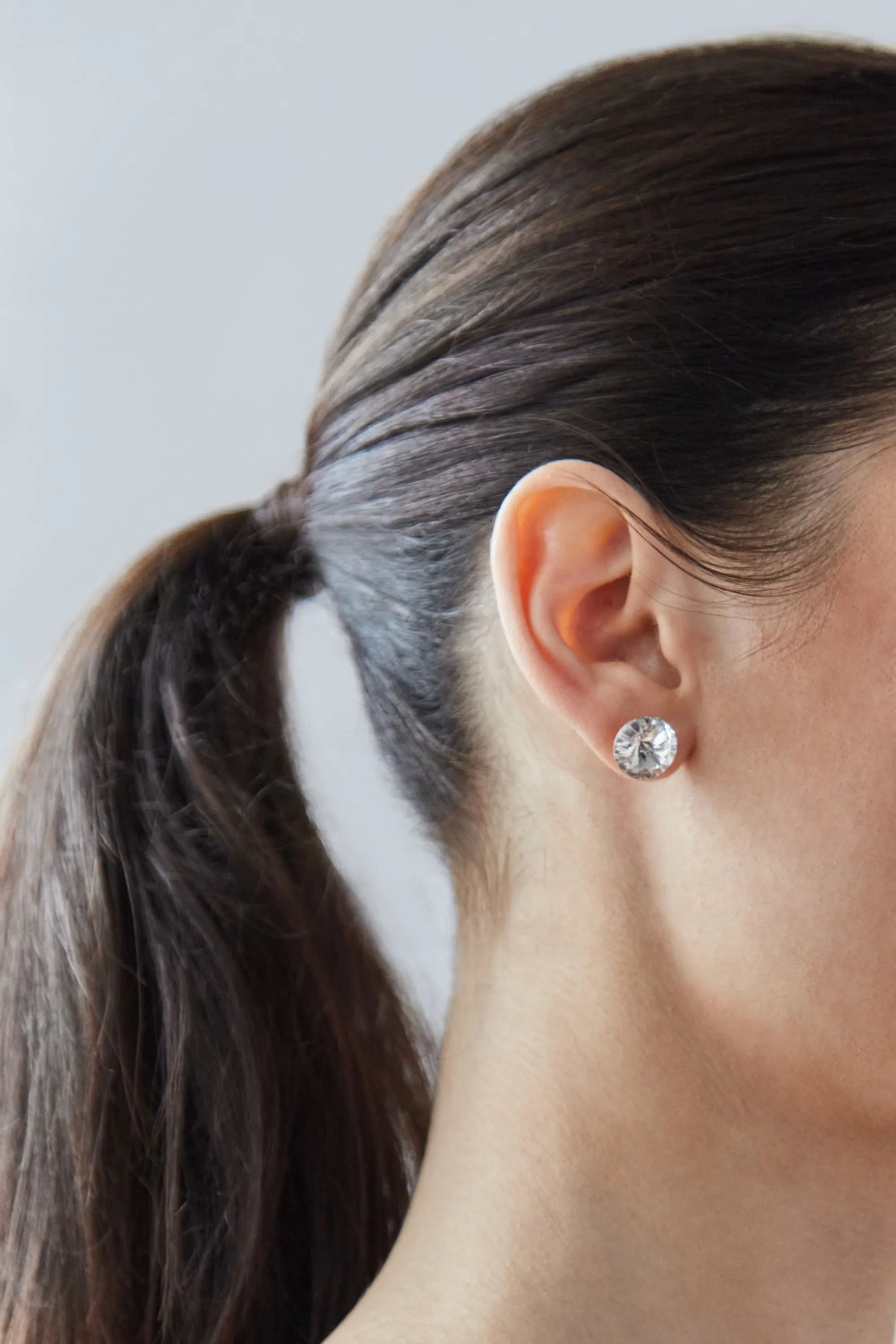 LARGE ROUND ZIRCONIA STUD EARRING sold by OAK AND FORT product image thumbnail 2