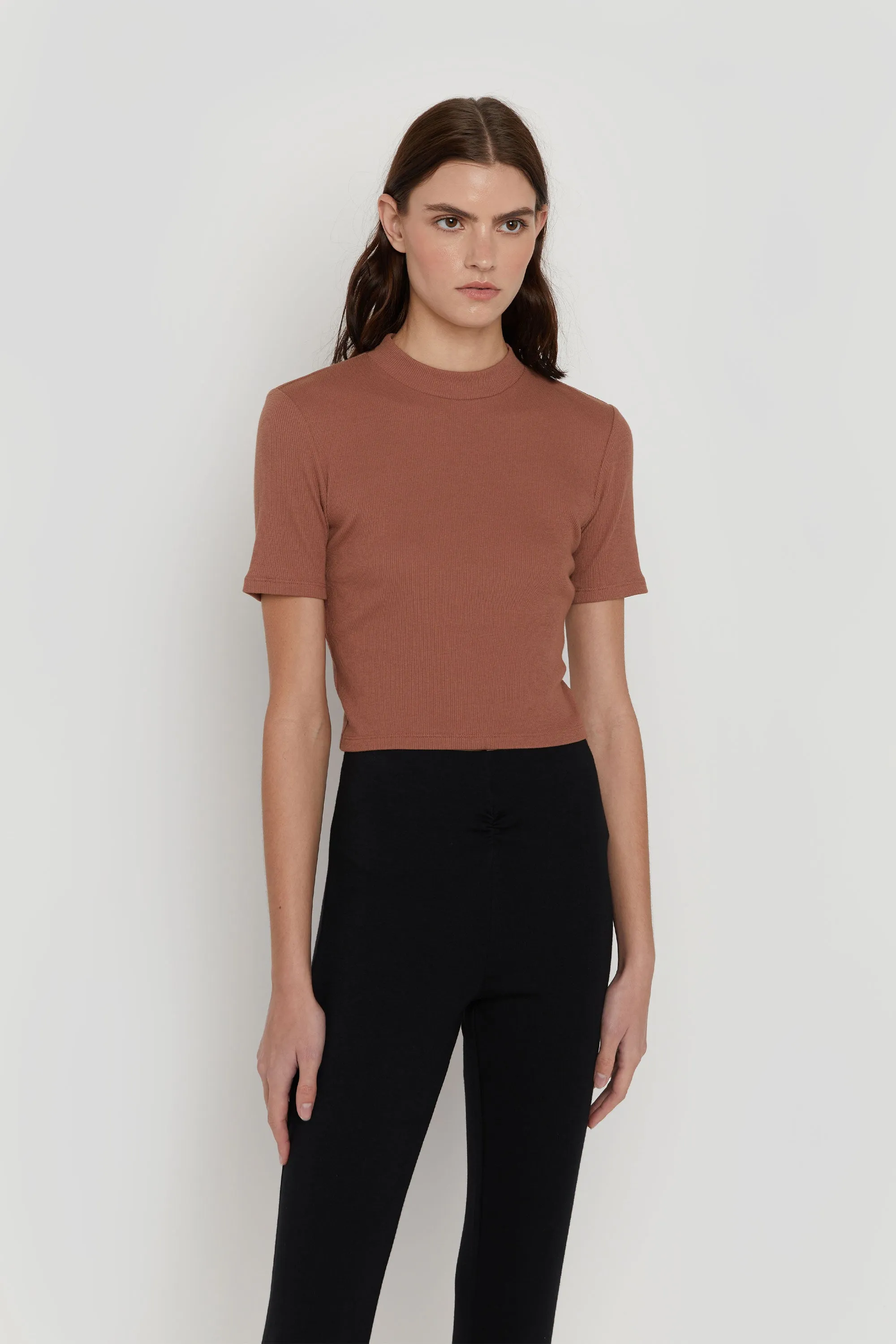 CROPPED MOCKNECK TOP sold by OAK AND FORT product image thumbnail 3