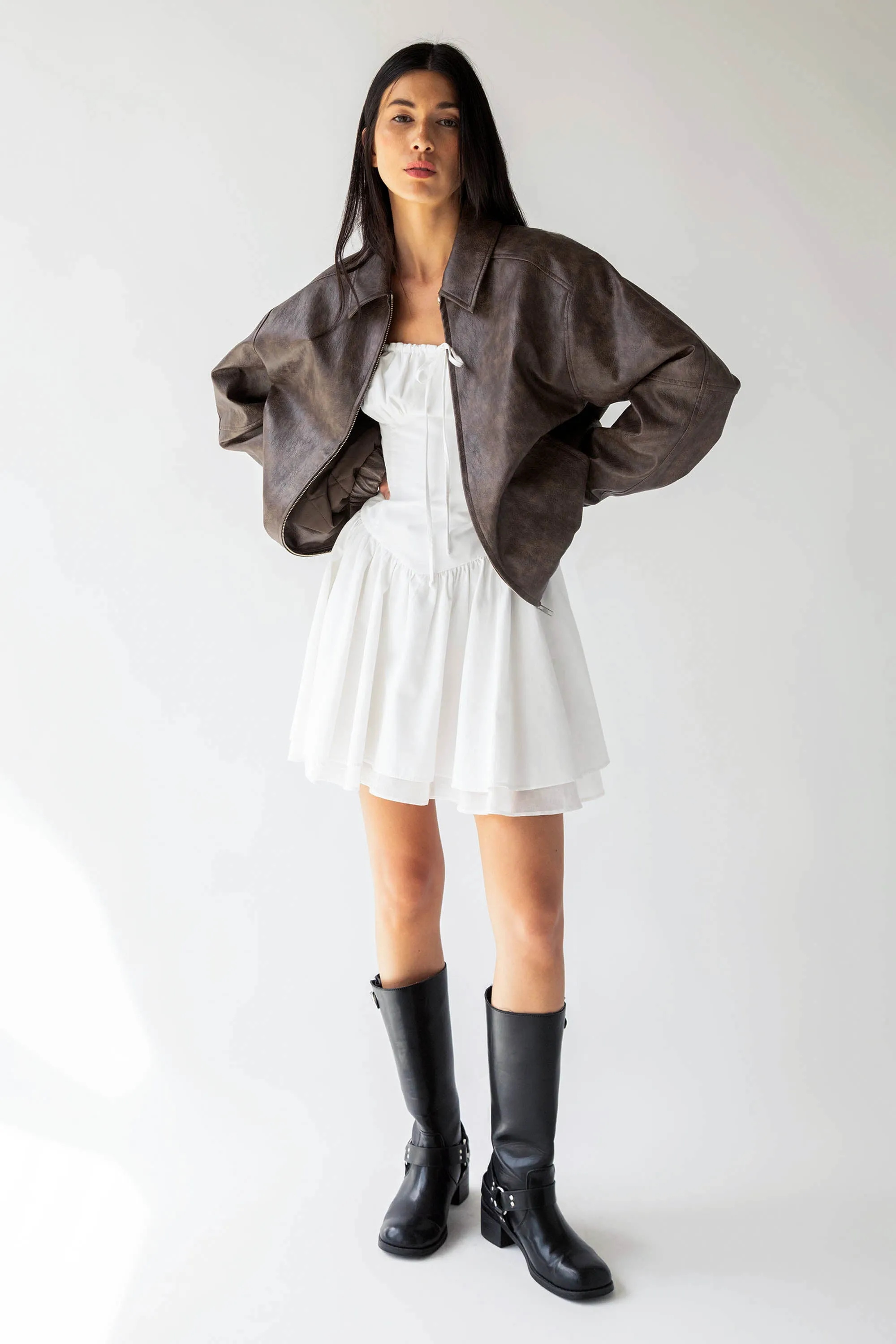 VEGAN LEATHER BOMBER JACKET sold by OAK AND FORT product image thumbnail 2