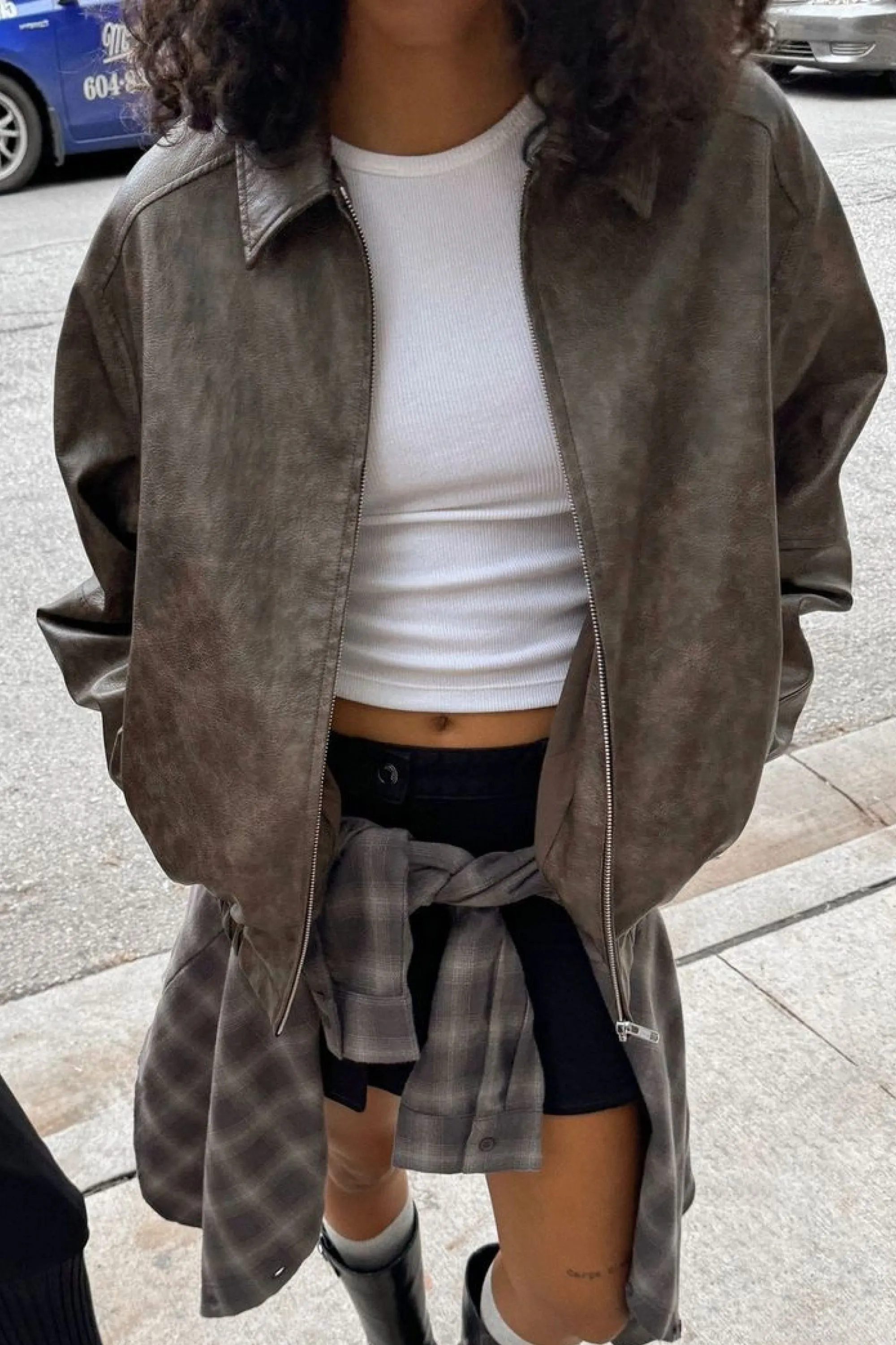 VEGAN LEATHER BOMBER JACKET sold by OAK AND FORT product image thumbnail 4