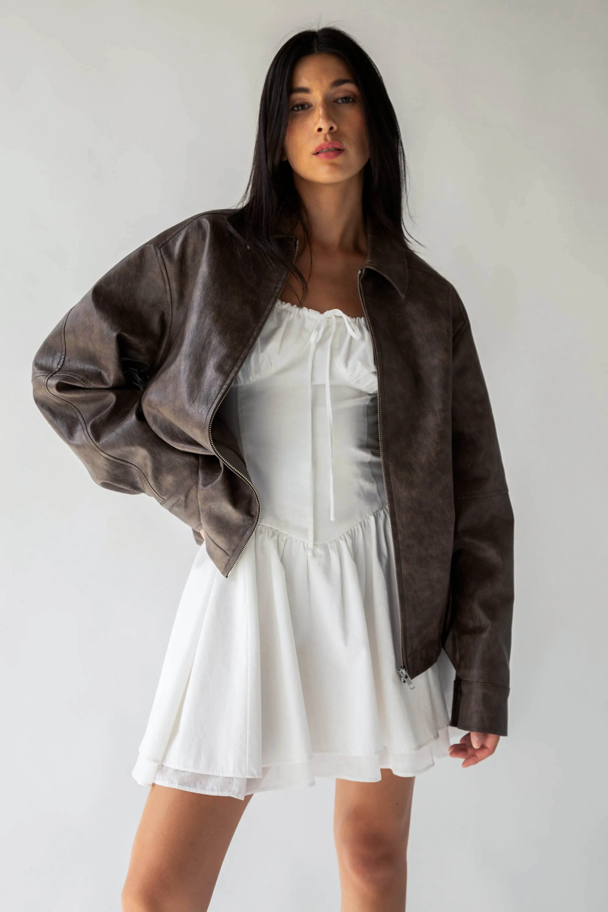 VEGAN LEATHER BOMBER JACKET sold by OAK AND FORT product image thumbnail 3