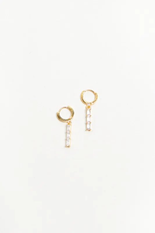 HOOP EARRING WITH STONED BAR PENDANT sold by OAK AND FORT