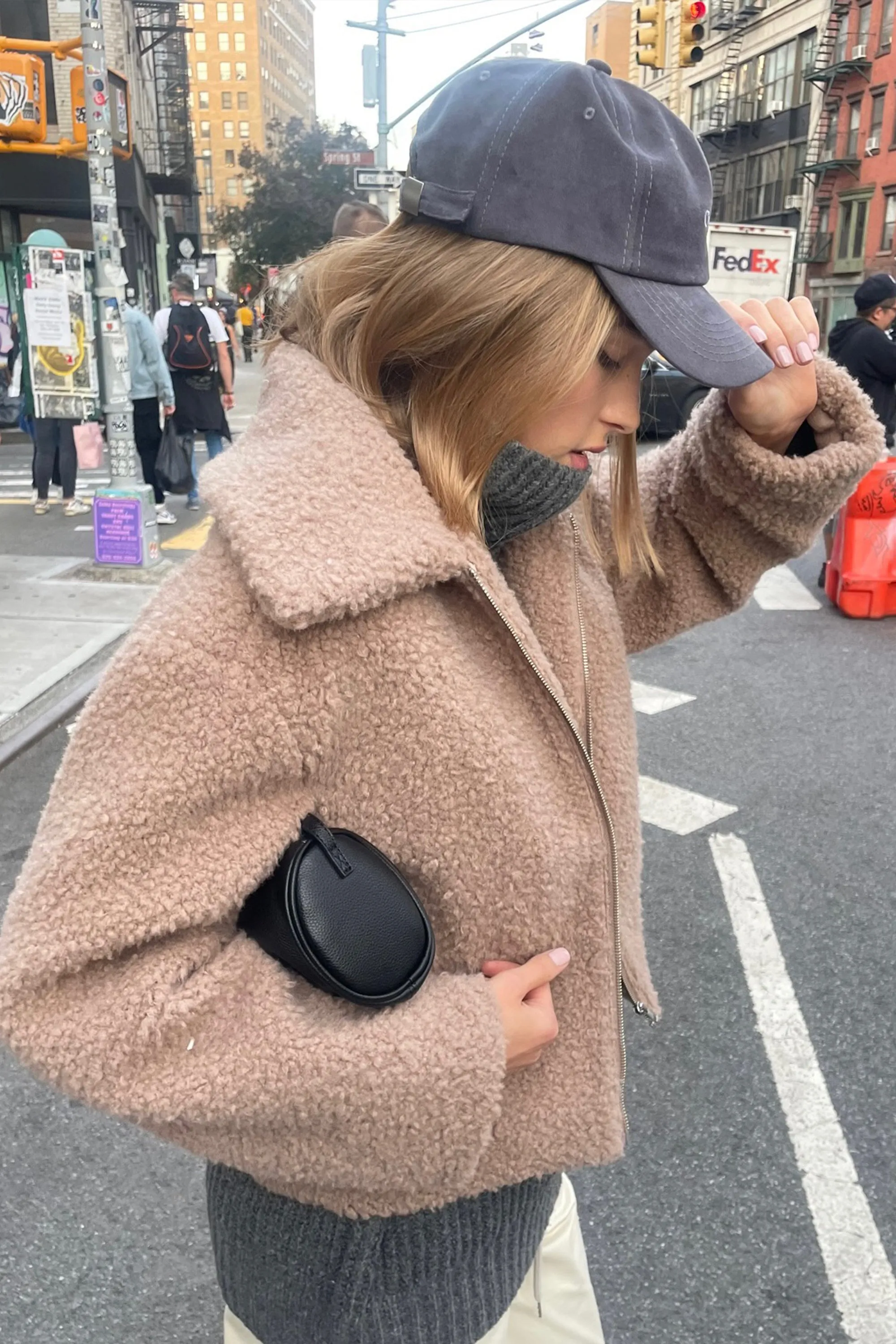 CROPPED SHEARLING BOMBER JACKET sold by OAK AND FORT product image thumbnail 3