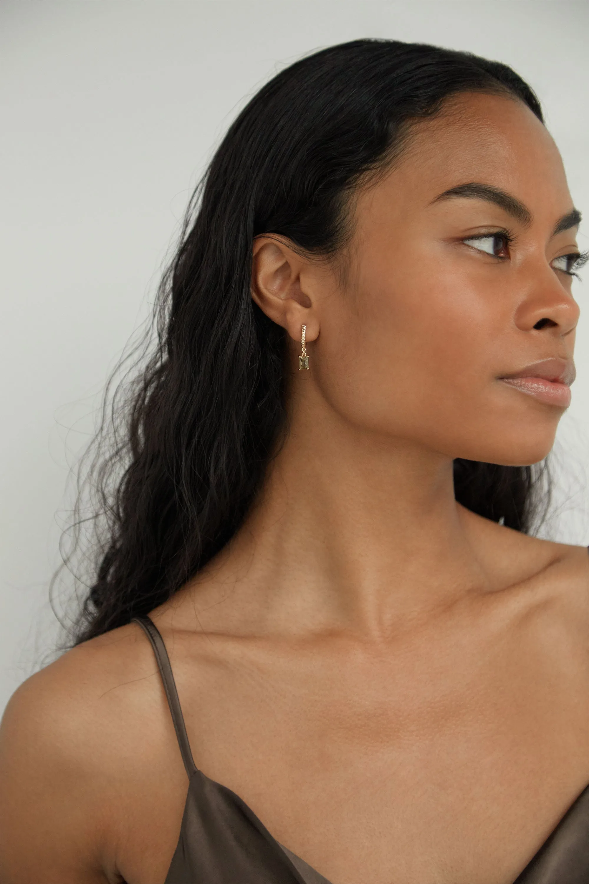 TWISTED HOOP WITH ZIRCONIA sold by OAK AND FORT product image thumbnail 2