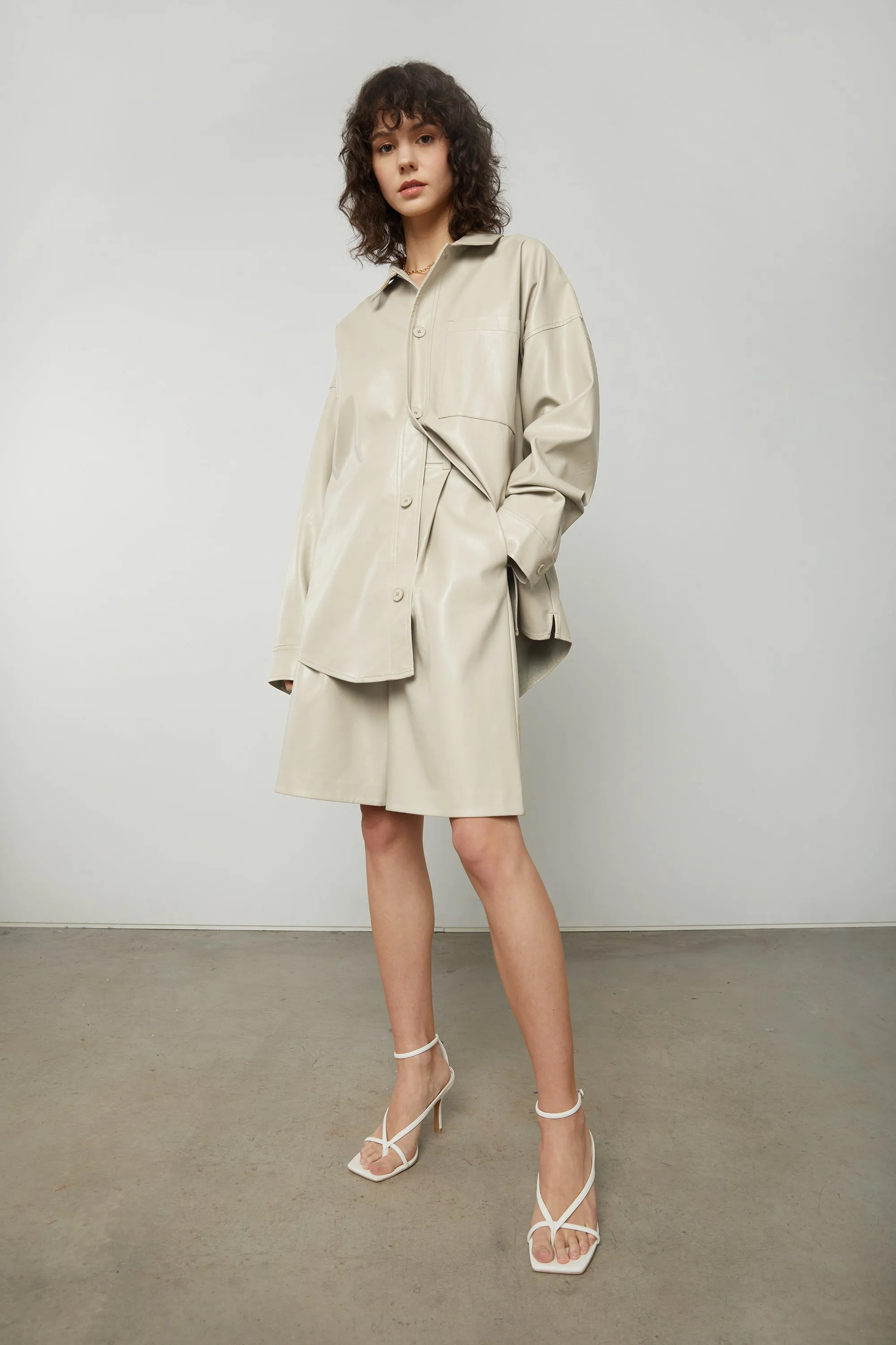 VEGAN LEATHER SHIRT JACKET sold by OAK AND FORT