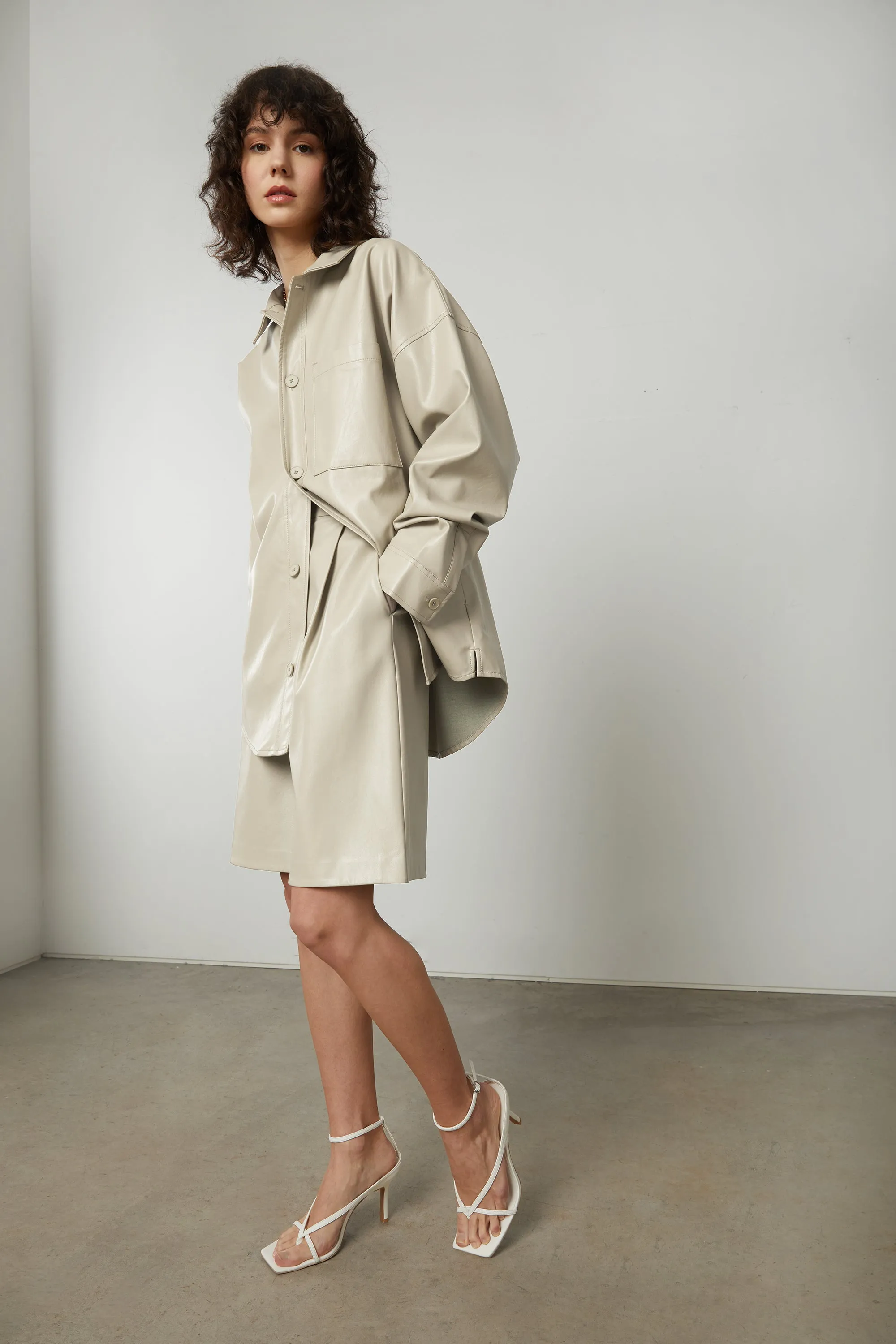 VEGAN LEATHER SHIRT JACKET sold by OAK AND FORT product image thumbnail 3