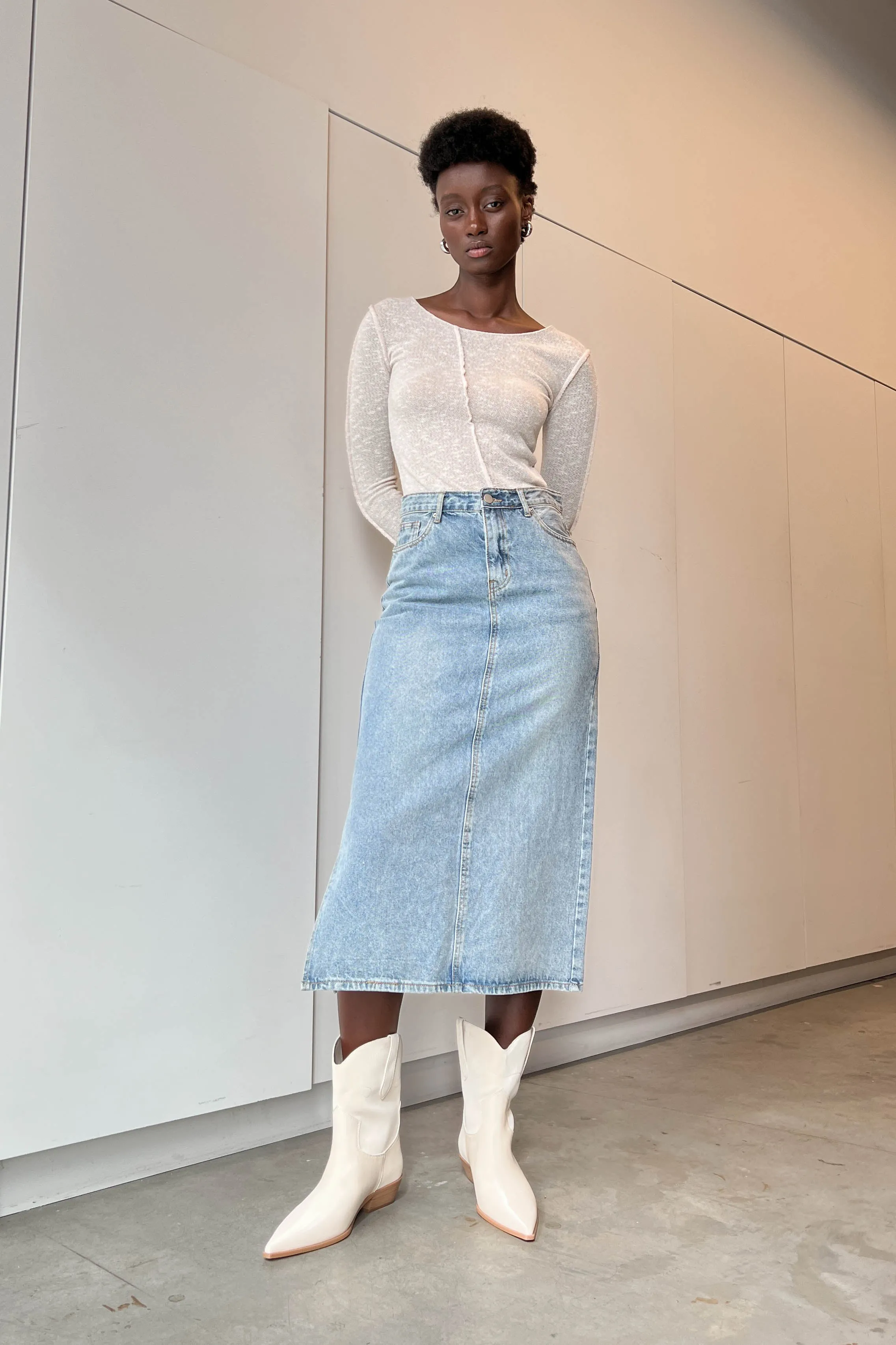 MIDI JEAN SKIRT sold by OAK AND FORT product image thumbnail 3