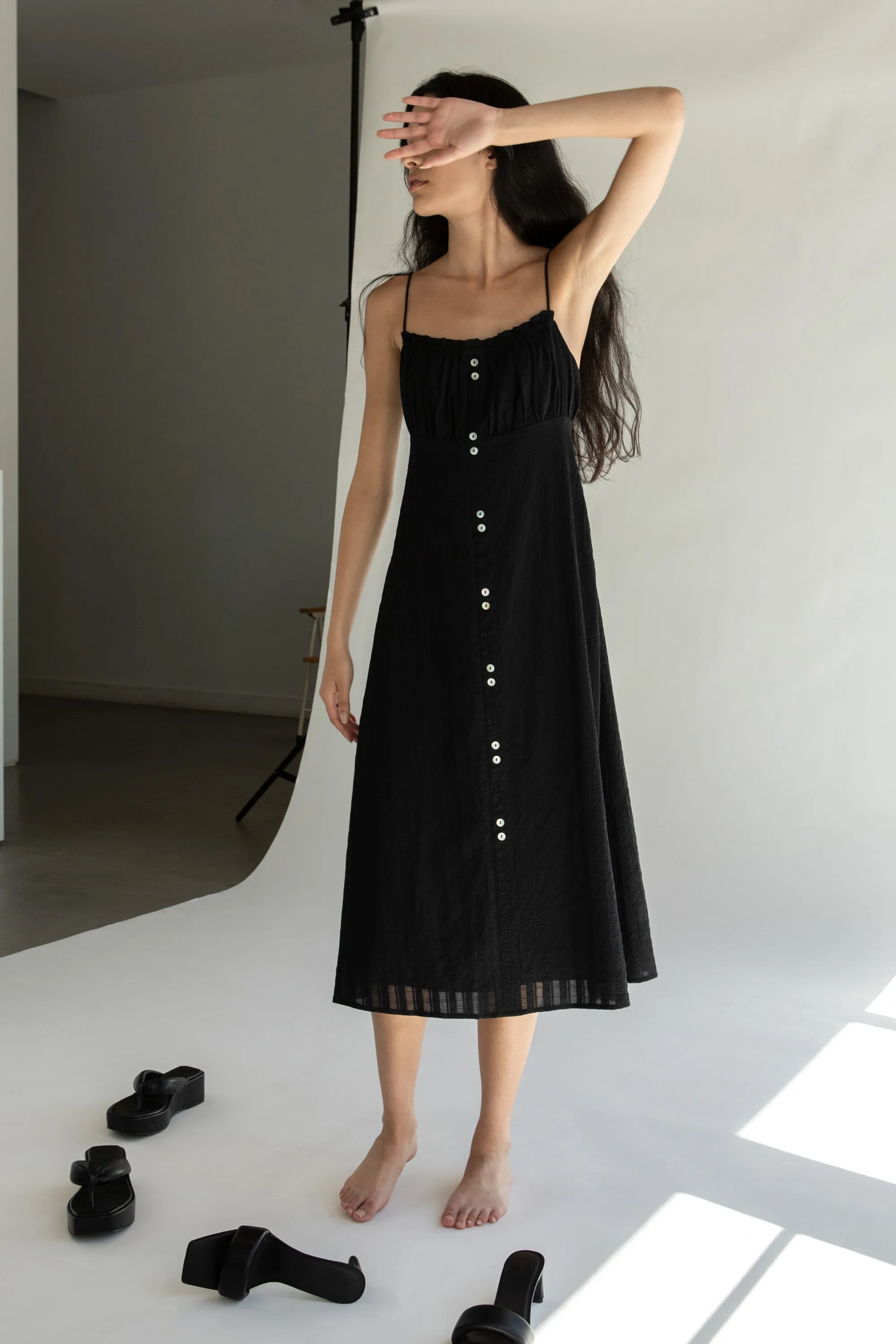 BUTTON FRONT MIDI DRESS sold by OAK AND FORT product image thumbnail 3