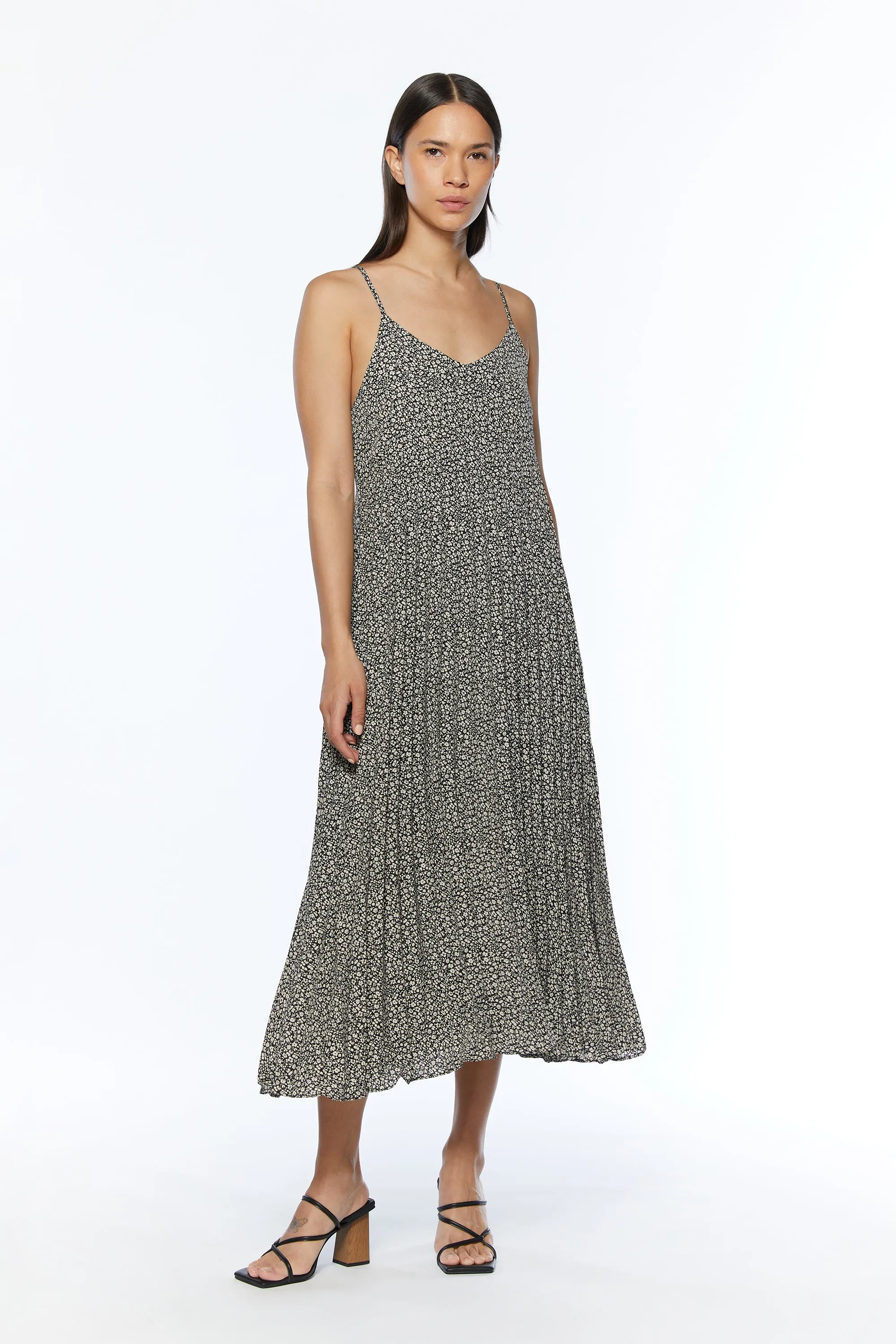 PRINTED MIDI DRESS WITH PLEATS sold by OAK AND FORT