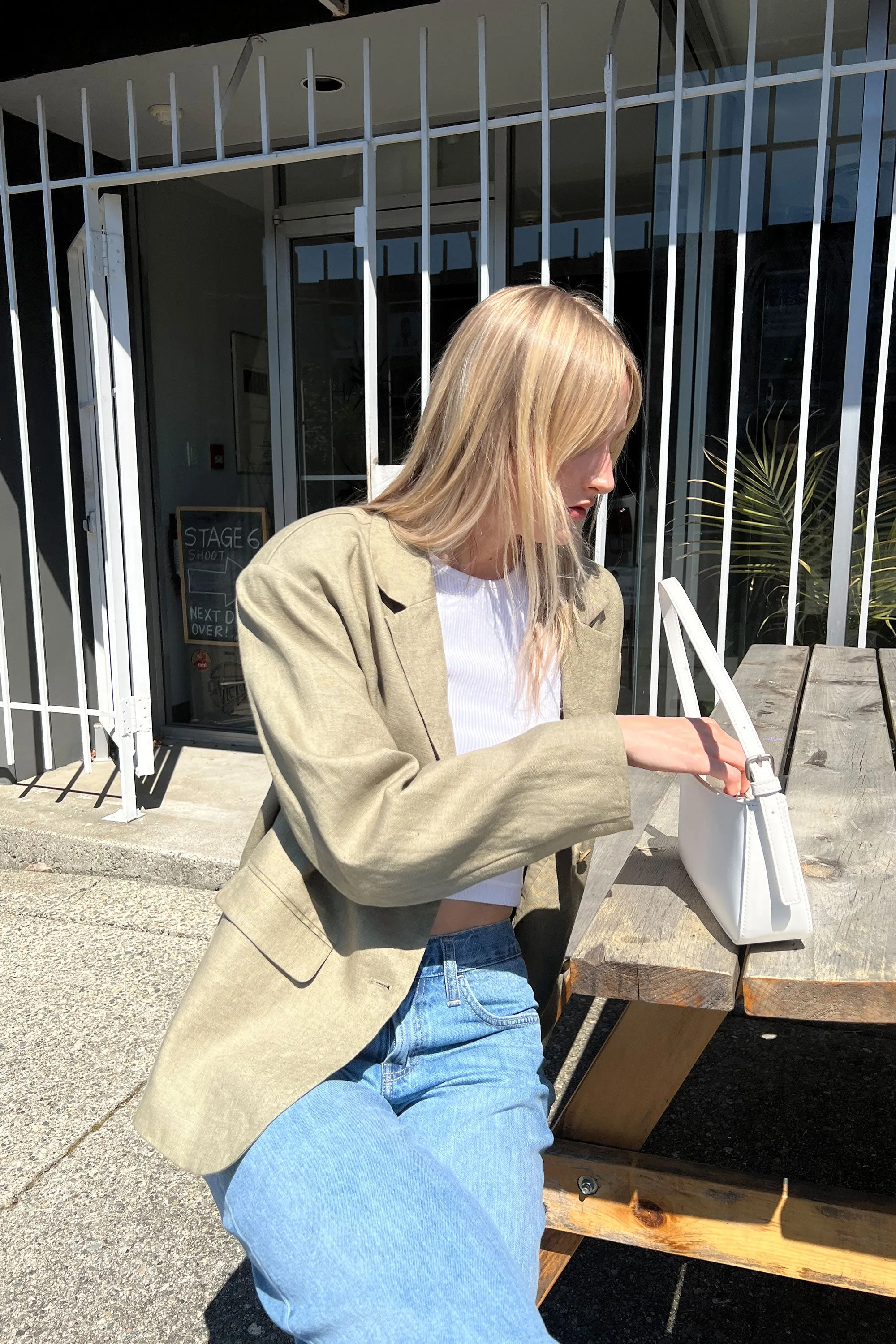 100% LINEN RELAXED FIT BLAZER sold by OAK AND FORT