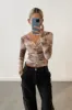 RUCHED FRONT MESH TOP sold by OAK AND FORT