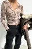 RUCHED FRONT MESH TOP sold by OAK AND FORT